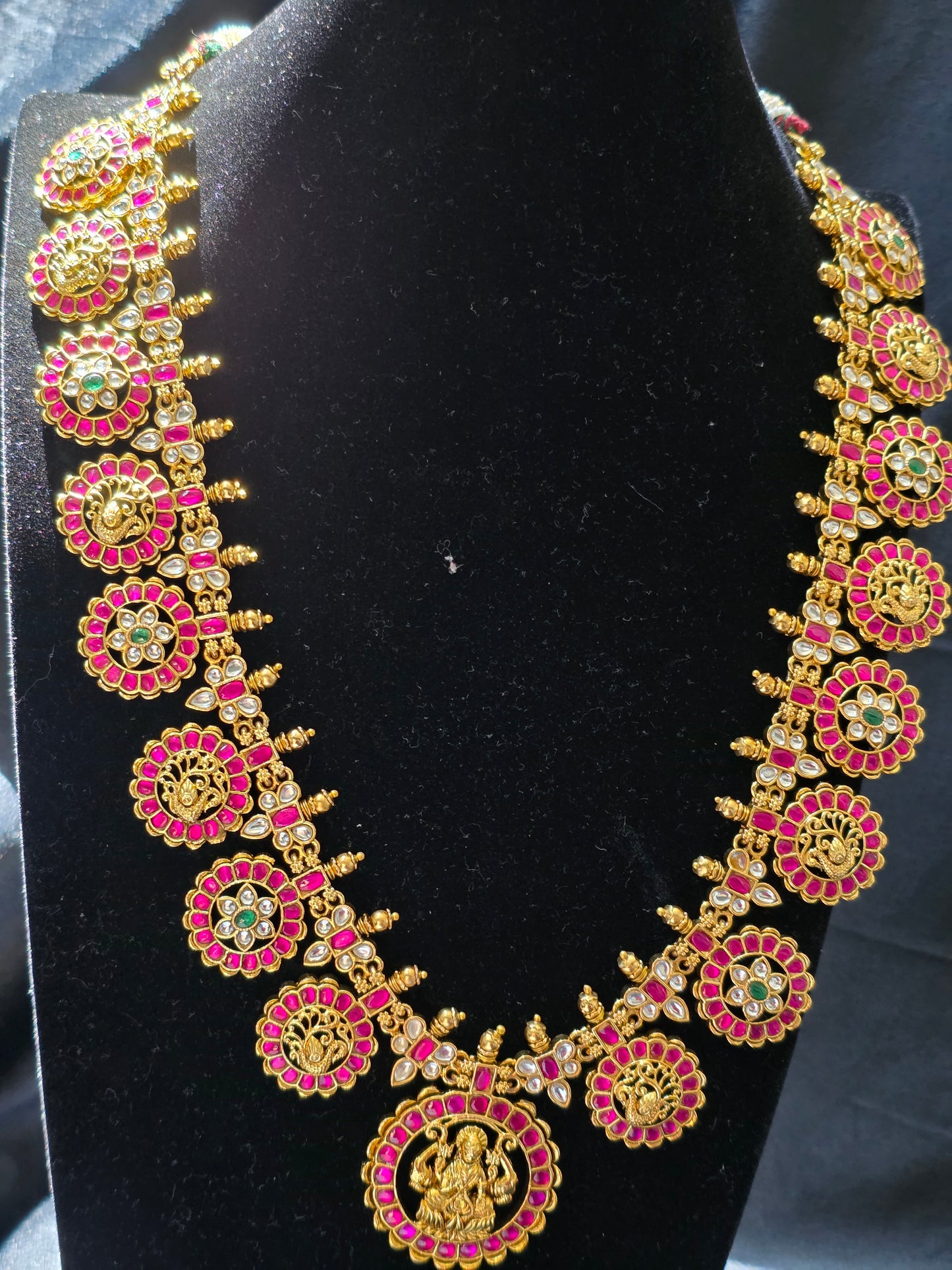 Goddess Lakshmi Devi Jadau Kundan Long Haram Set