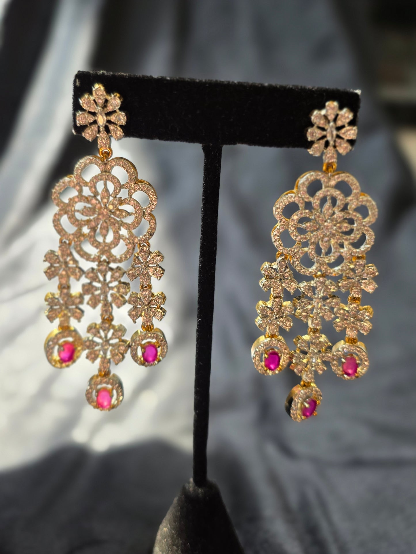 Floral Diamond Triple-Layered Statement Haram – Mint & Ruby Edition