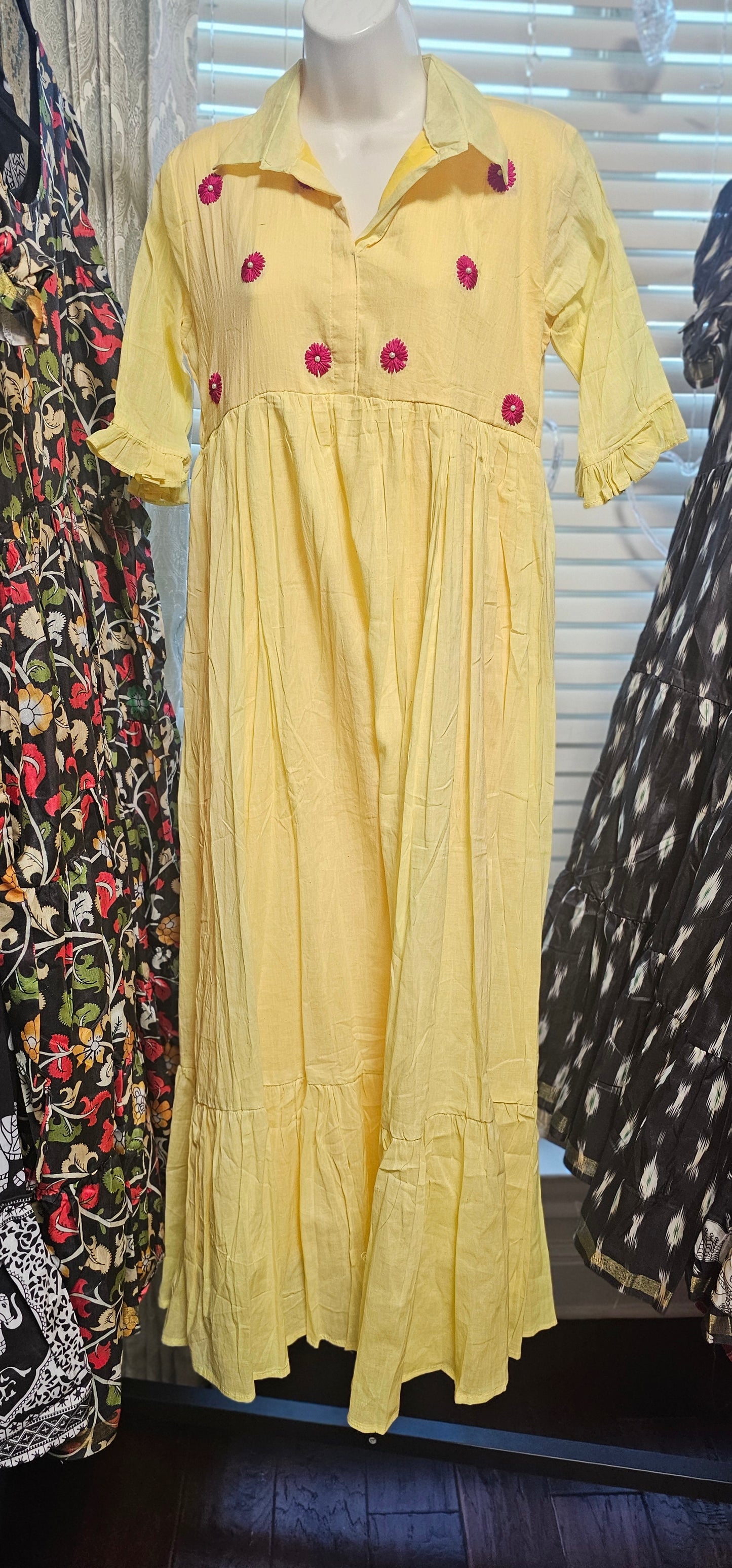 Yellow Cotton Long Frock