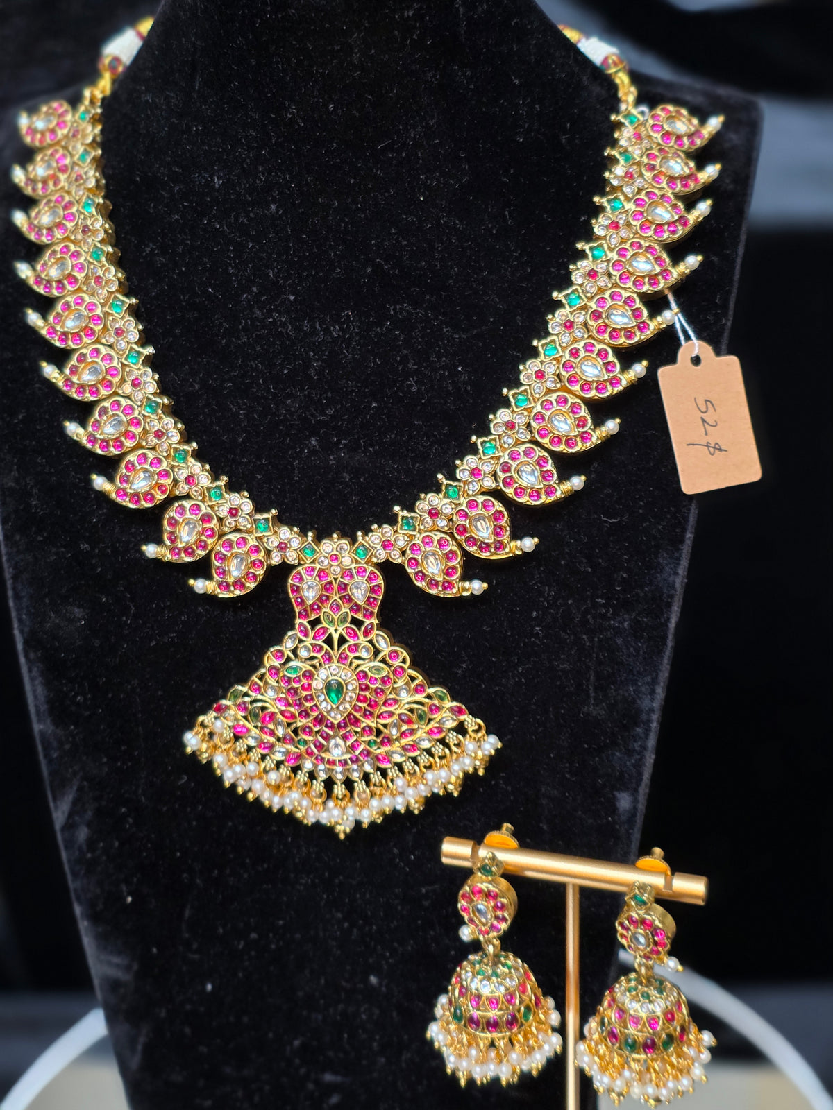 Mid length mango kundan  necklace set