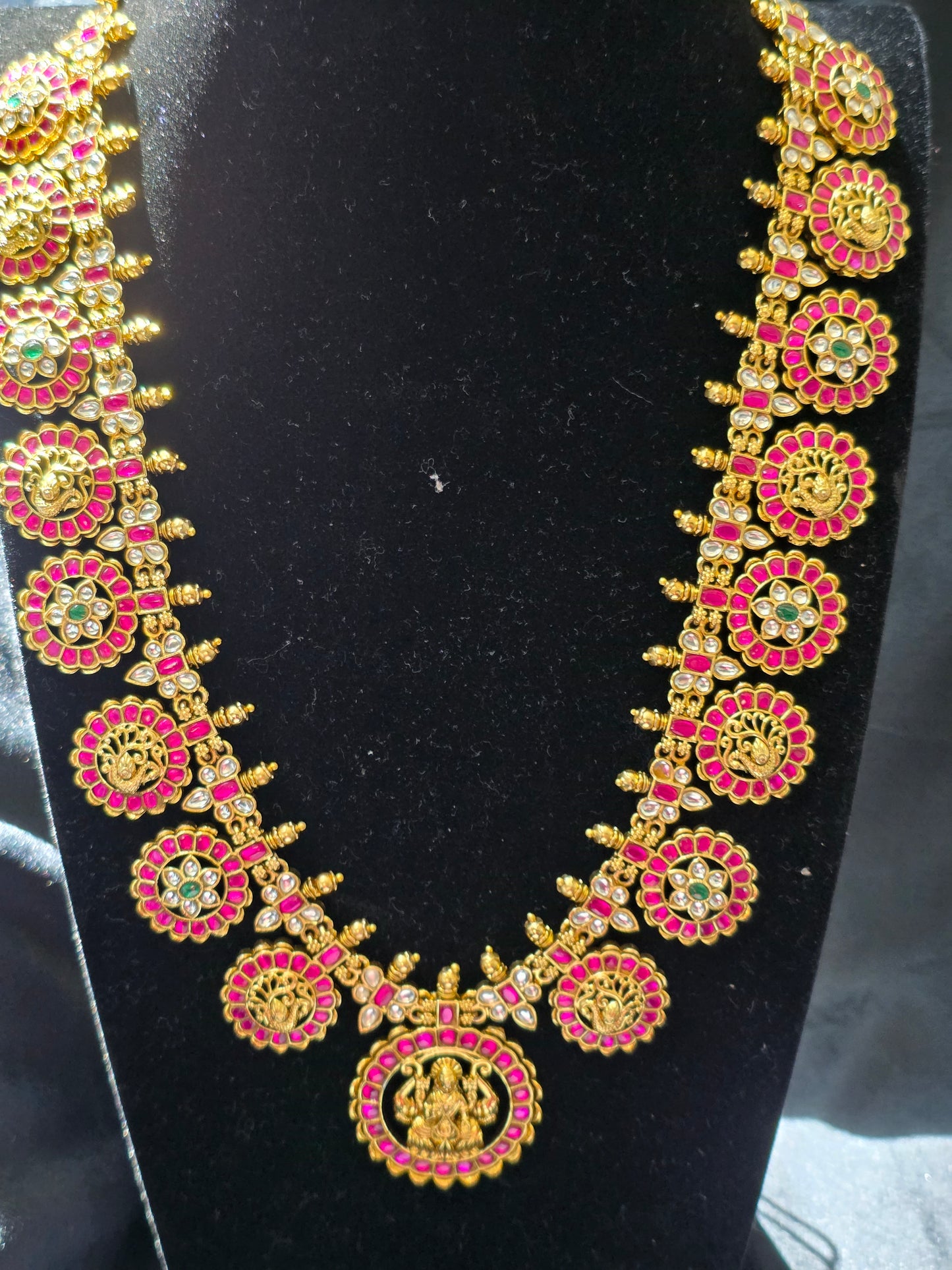 Goddess Lakshmi Devi Jadau Kundan Long Haram Set