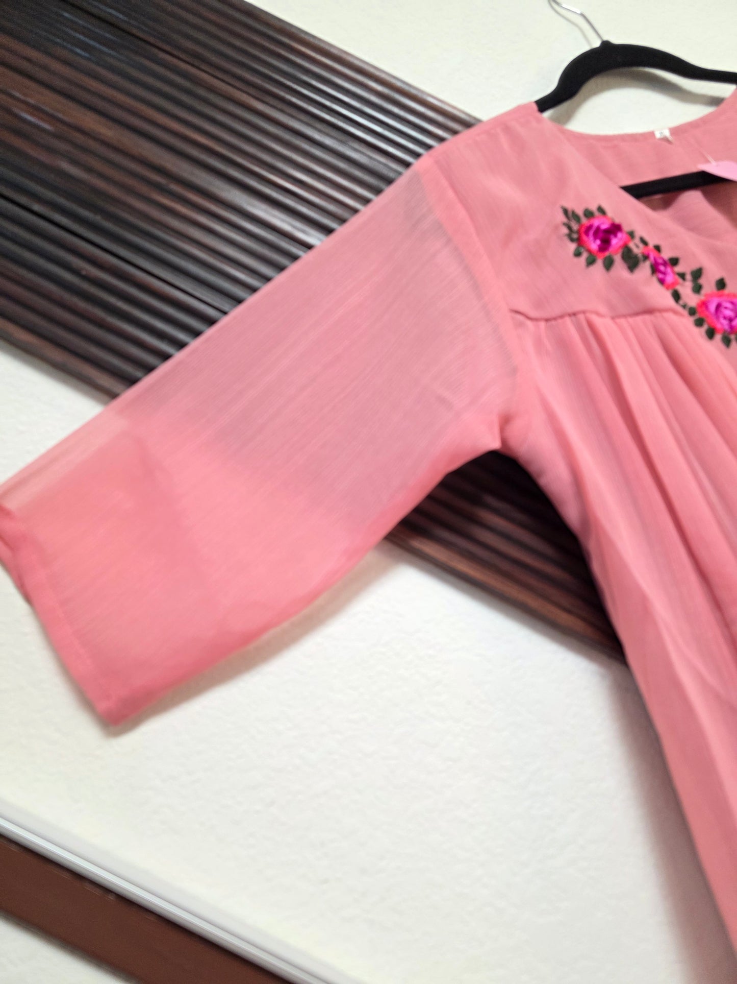 Premium Chinnon Embroidered Frock