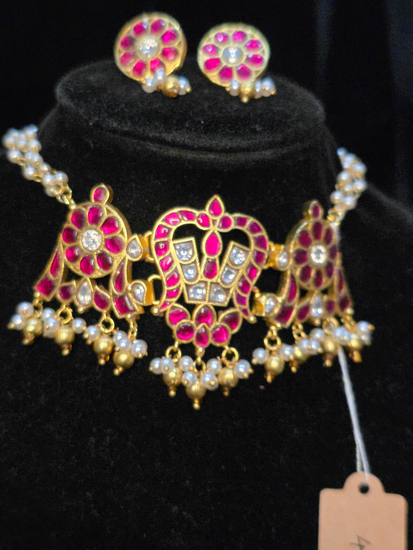 2 in 1 Govinda namalu and shenku checkralu necklace/choker set