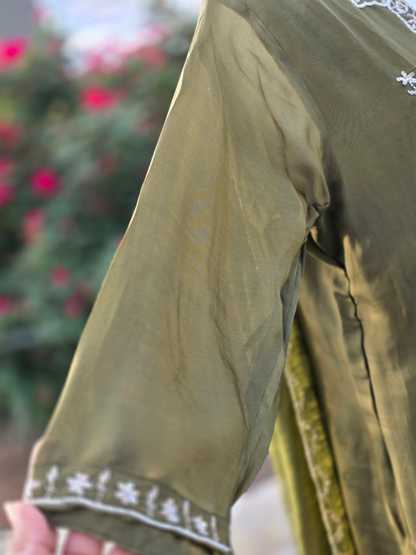 Hand-Embellished Crepe Organza 3-Piece Suite