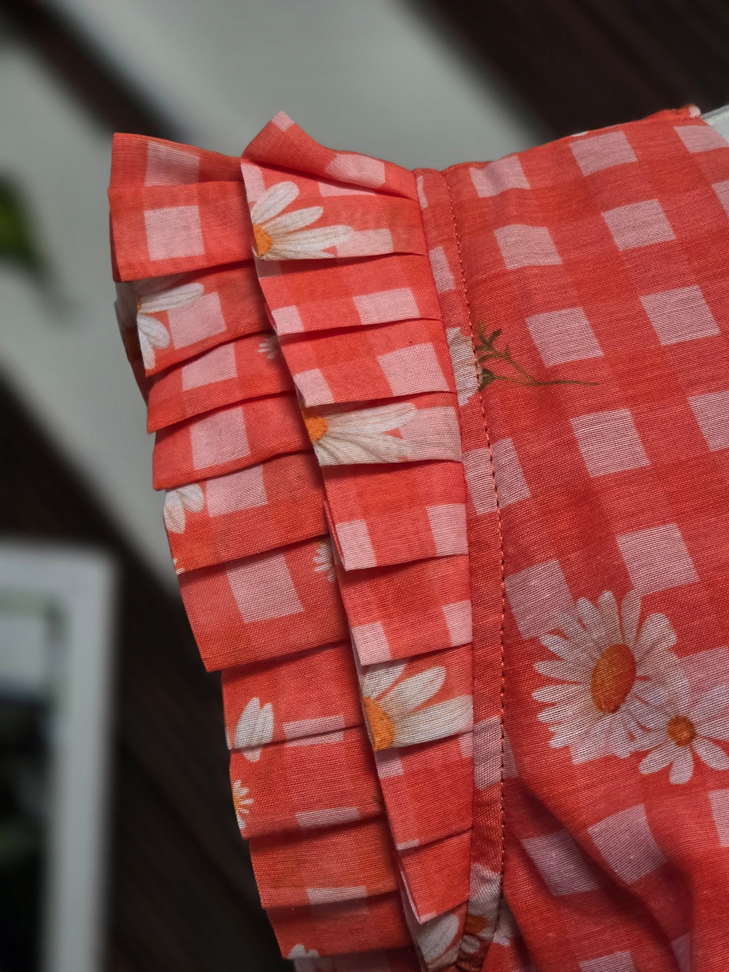 Mull chanderi checks frock