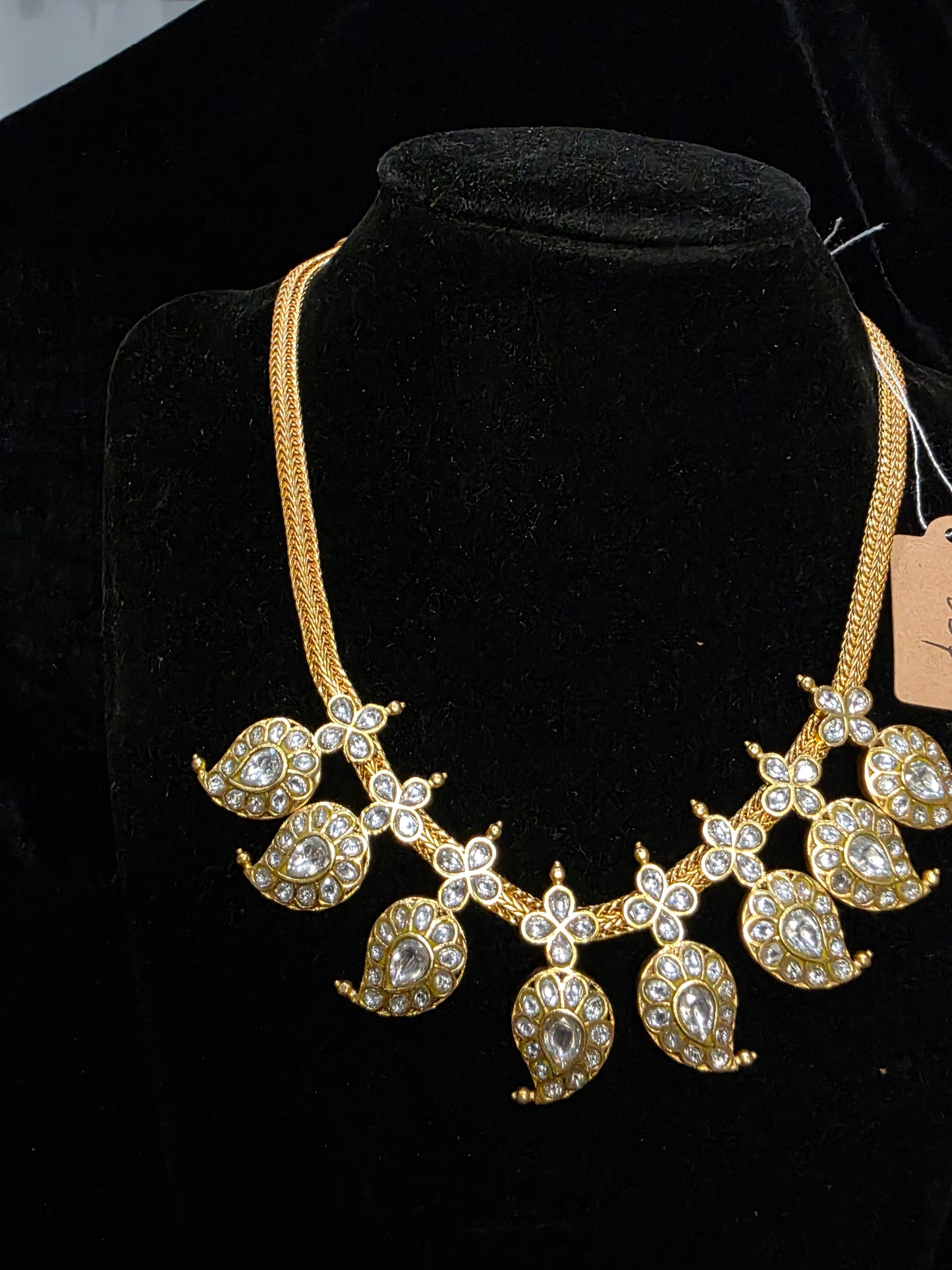 White kundan mango necklace