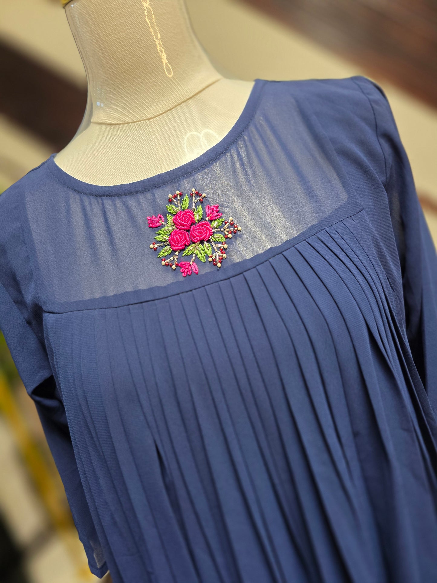 Hand-Embroidered Georgette Tunic Frock – Versatile Everyday & Vacation Wear
