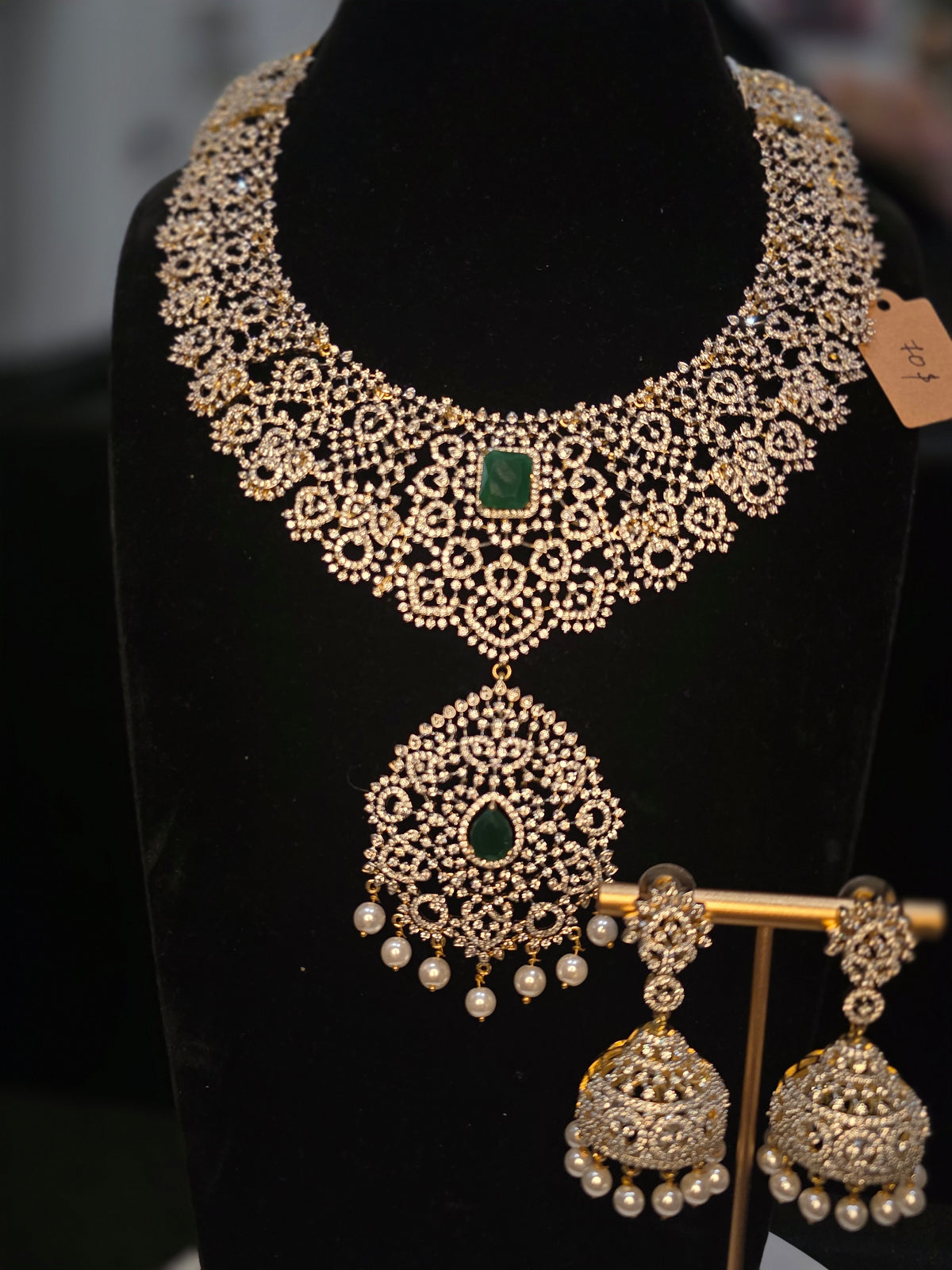 3 in 1 diamond style mid length necklace set
