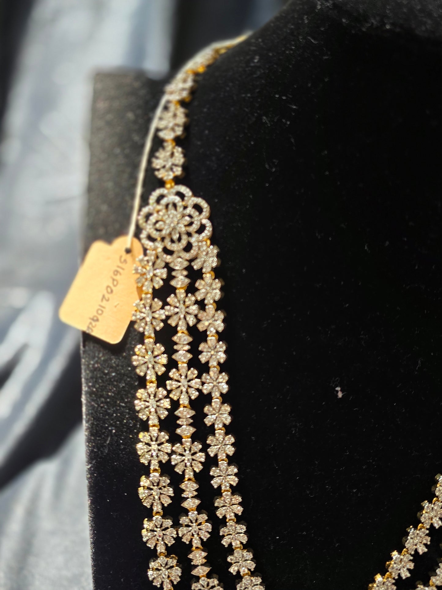 Floral Diamond Triple-Layered Statement Haram – Mint & Ruby Edition