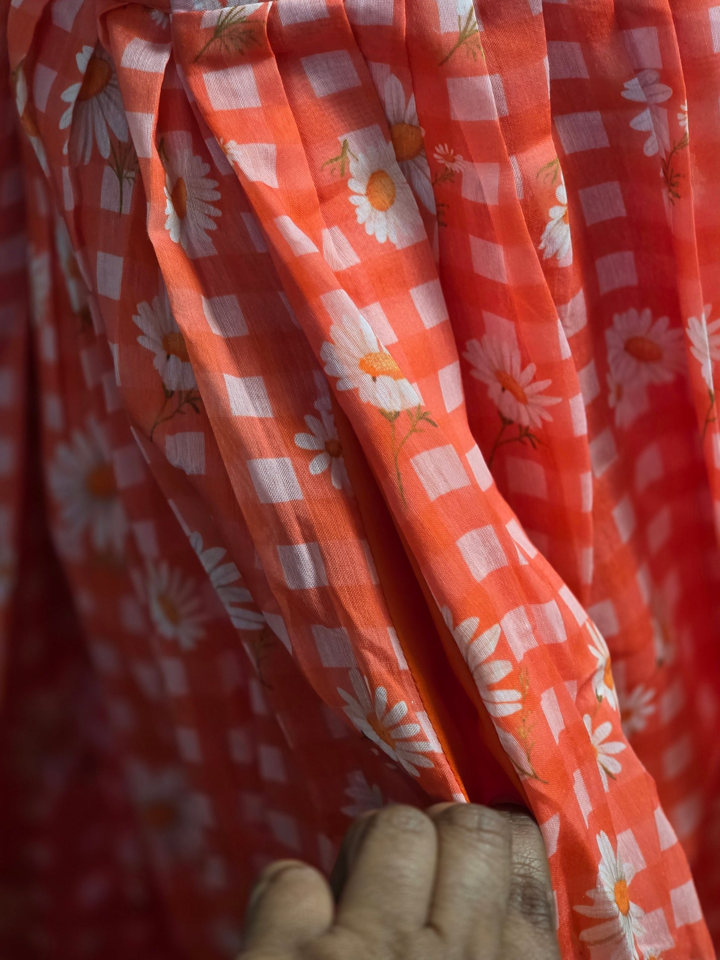 Mull chanderi checks frock
