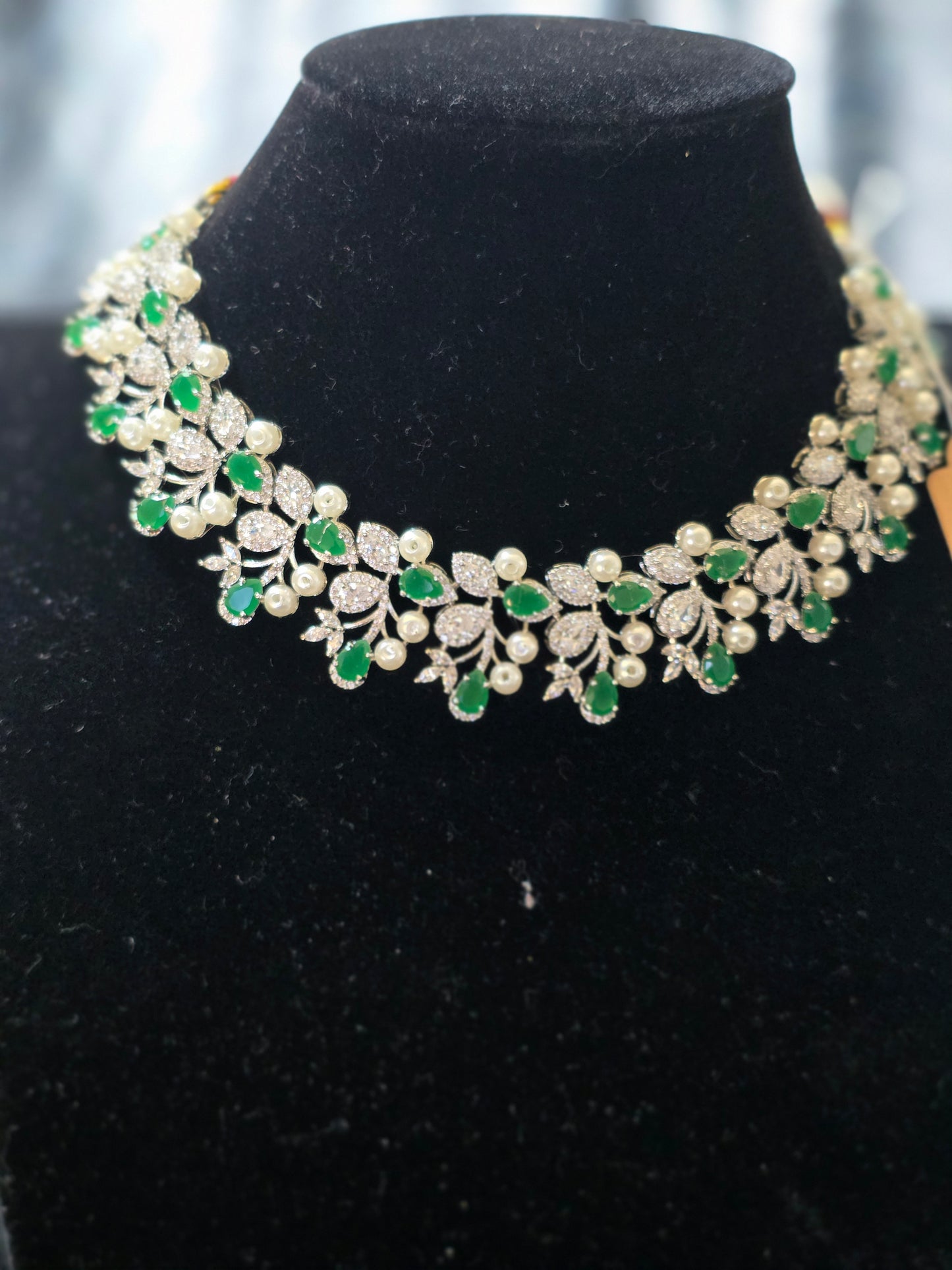 Emerald & Pearl Vine Statement Set