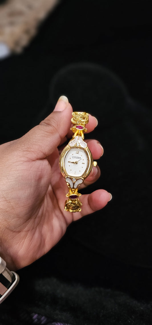 Brass jadau kundan citizen watch