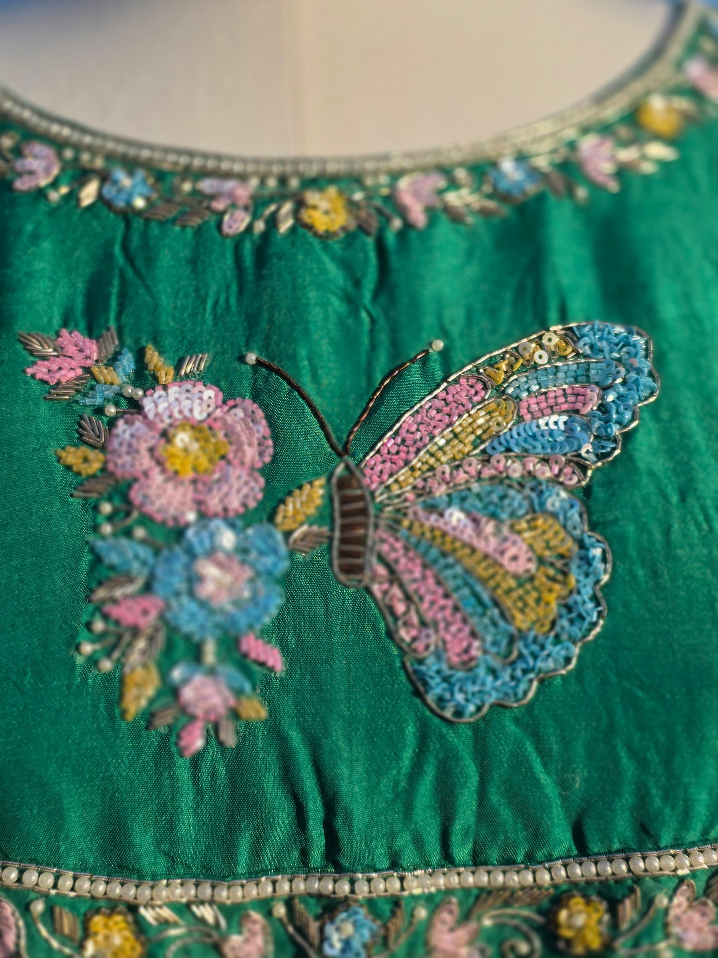 Emerald Butterfly 2-in-1 Cotton Kota Fusion Frock