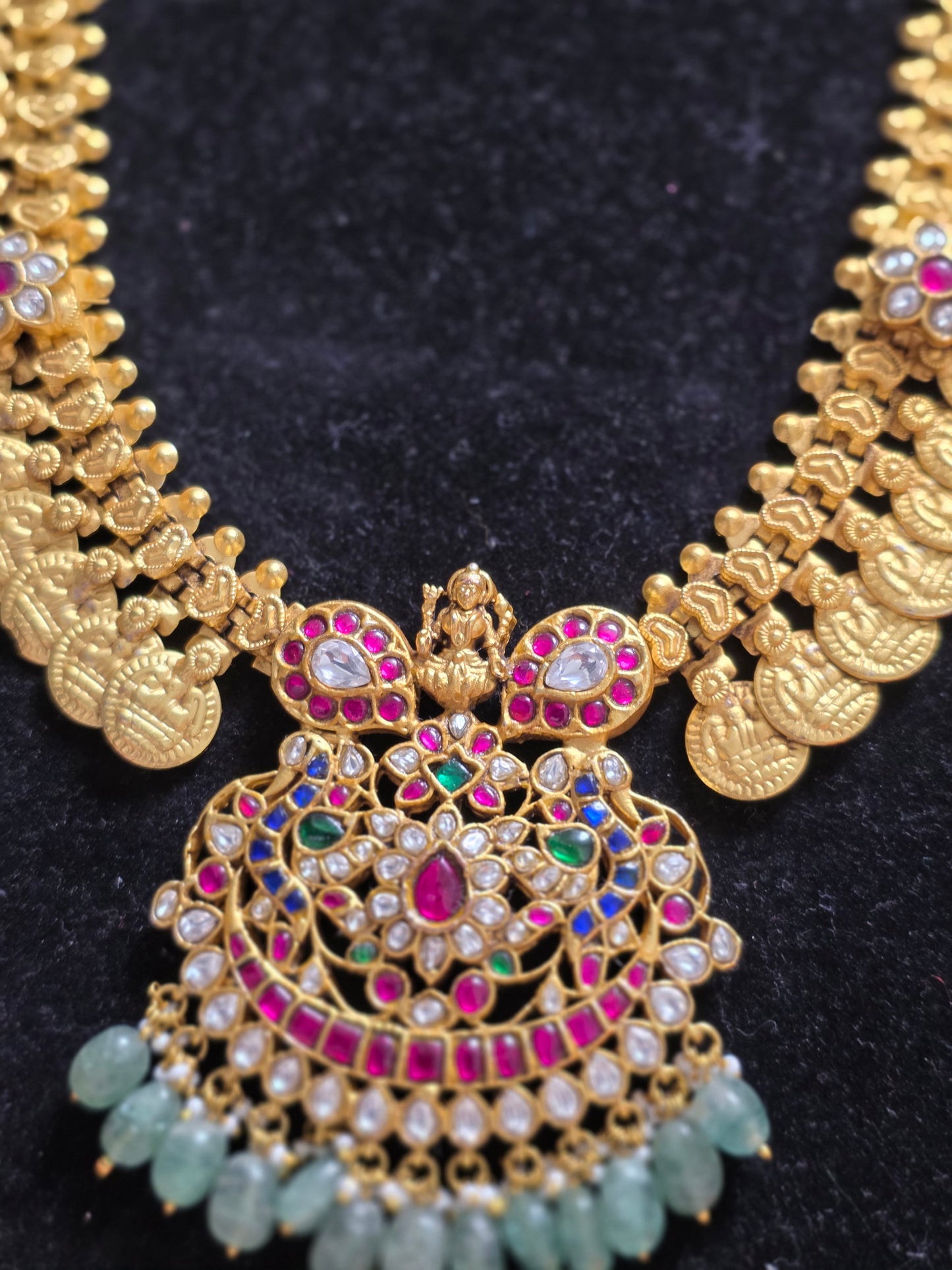 Traditional Kasu Haram with Jadau Kundan Pendant