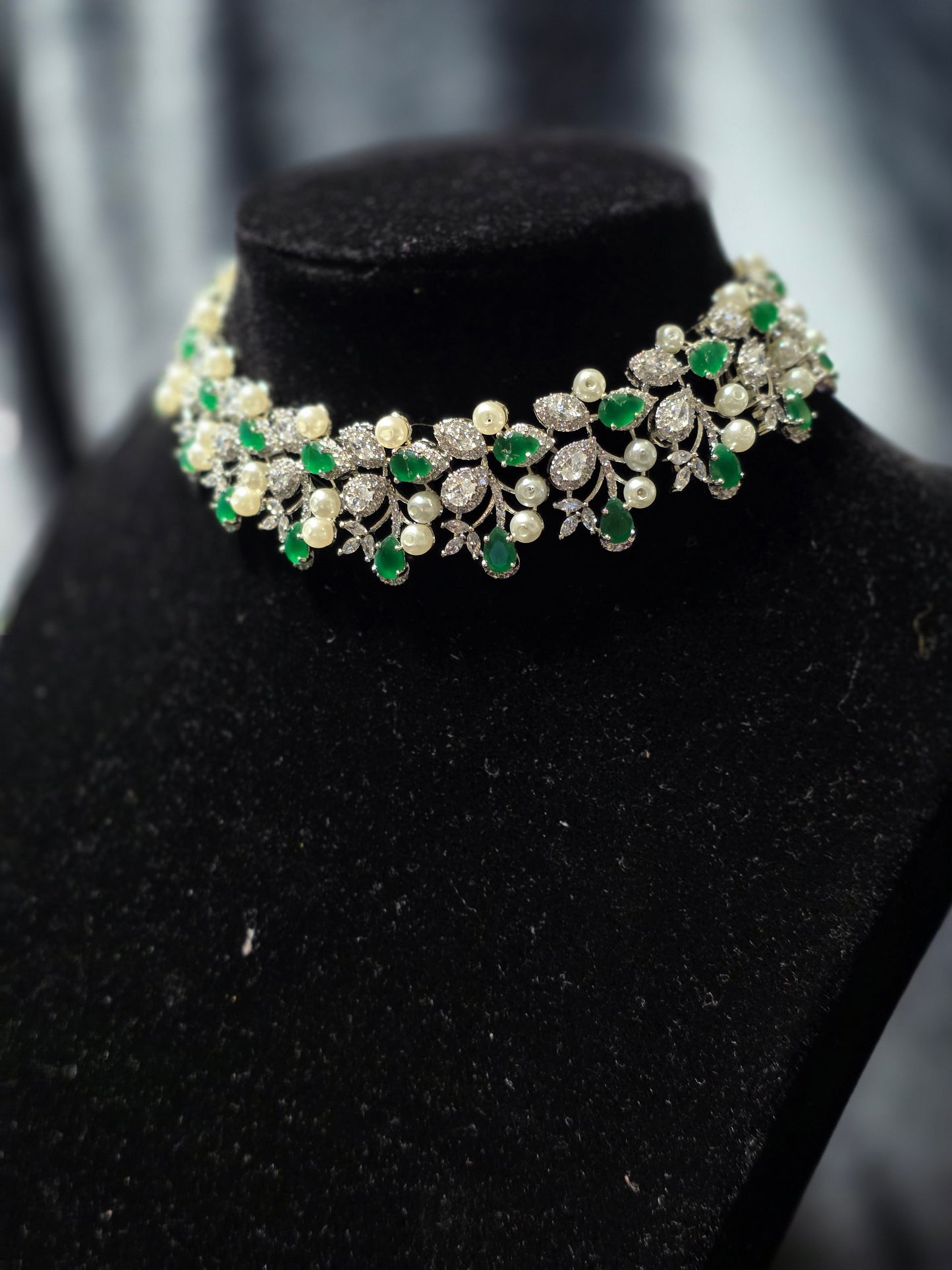 Emerald & Pearl Vine Statement Set