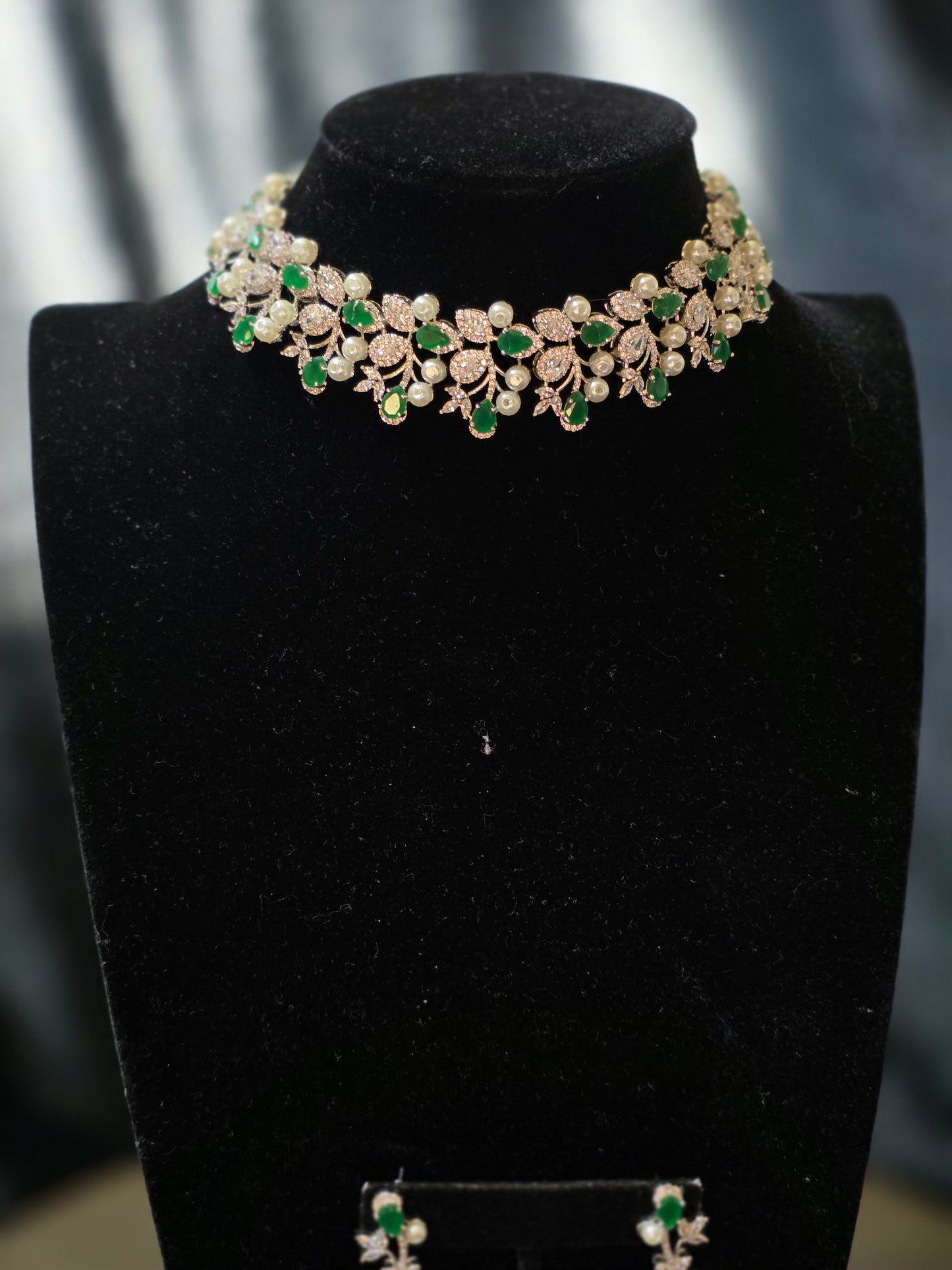 Emerald & Pearl Vine Statement Set