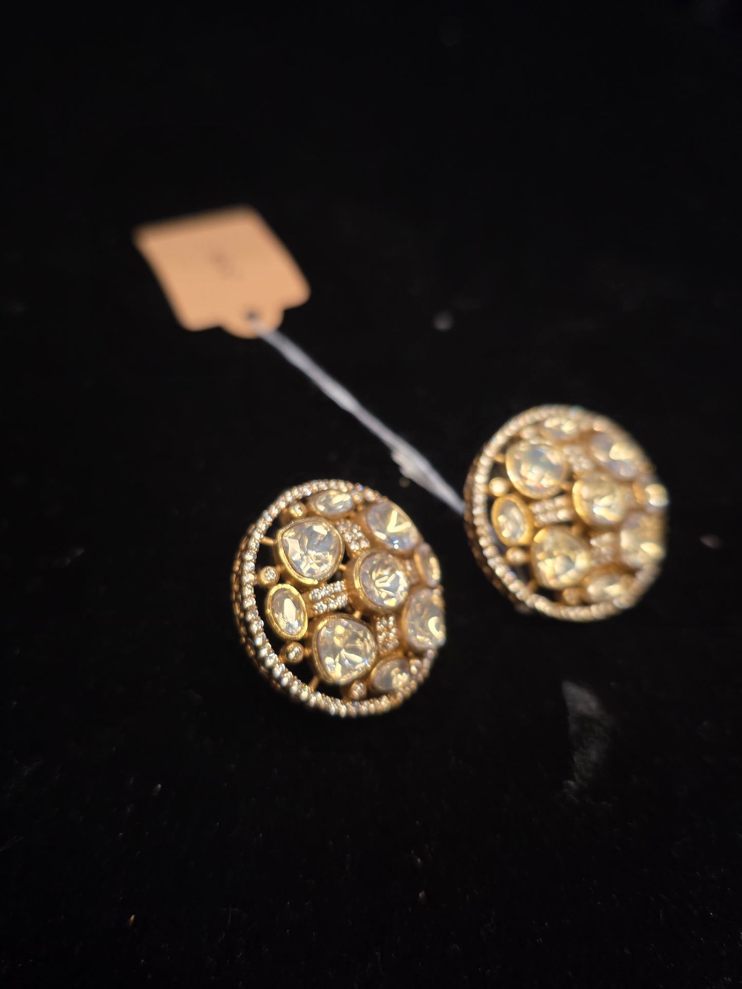 Polki round stud earrings