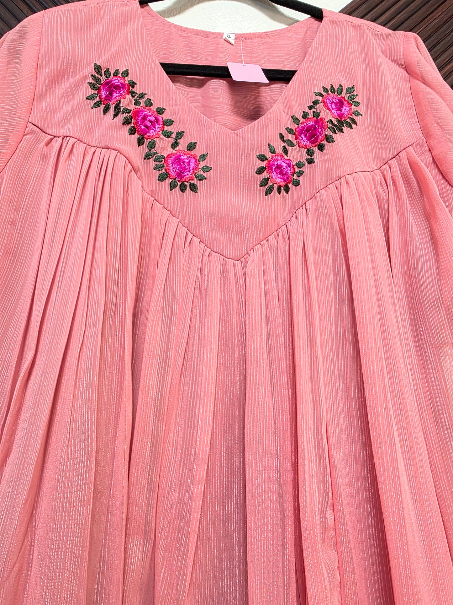Premium Chinnon Embroidered Frock