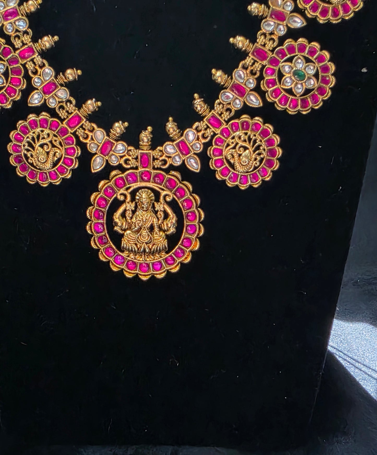 Goddess Lakshmi Devi Jadau Kundan Long Haram Set