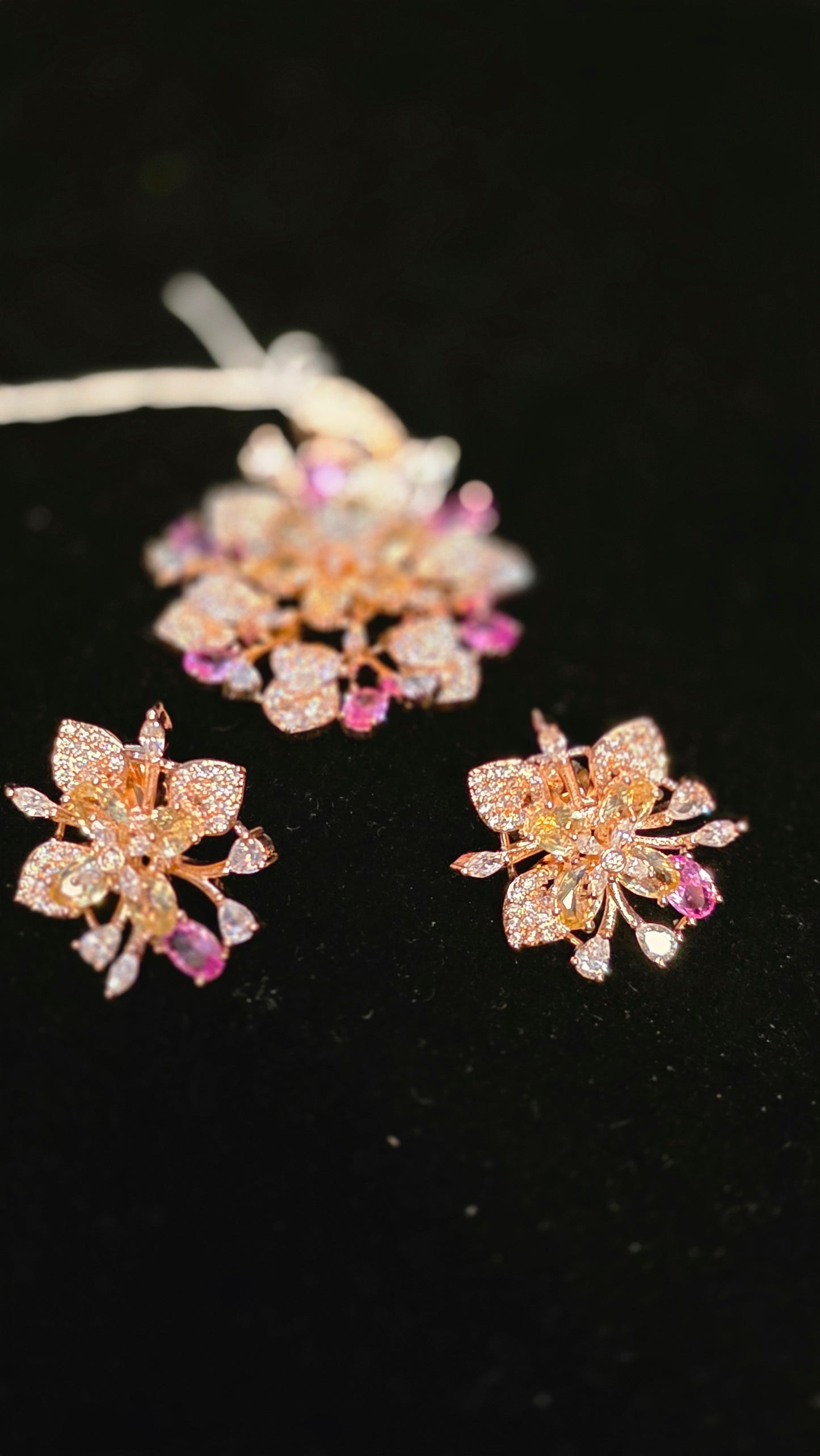 18k gold plated Russian stone fusion pendent and earrings with twisted hasli