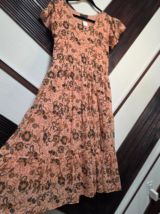 Summer Essence Floral Georgette Frock – Ruffle Sleeve Edition