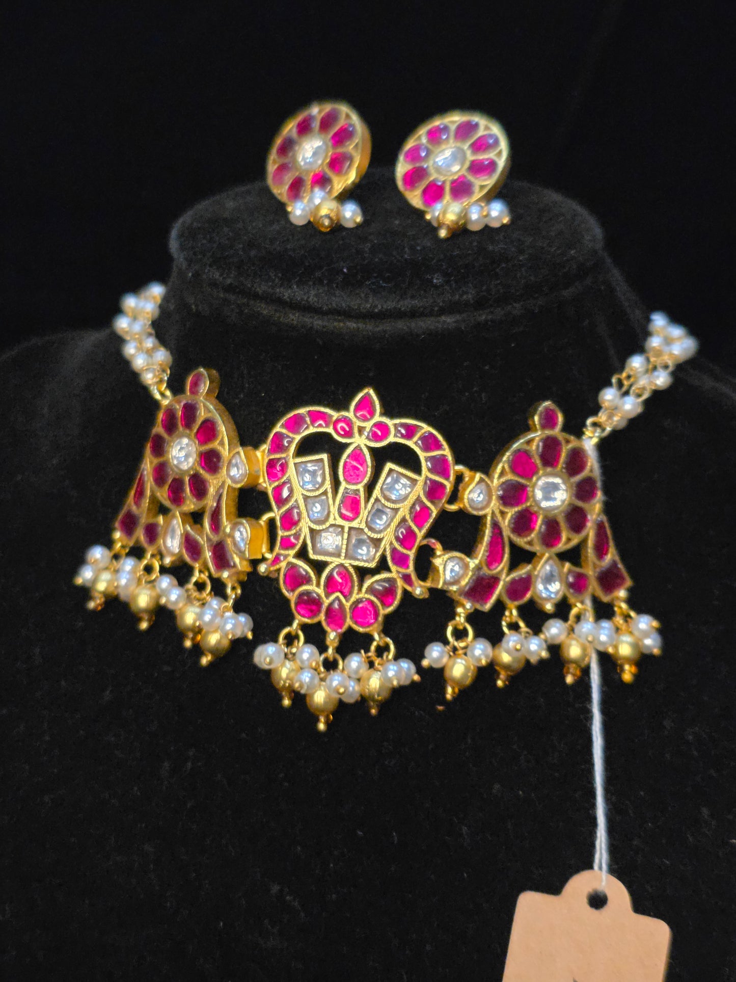 2 in 1 Govinda namalu and shenku checkralu necklace/choker set
