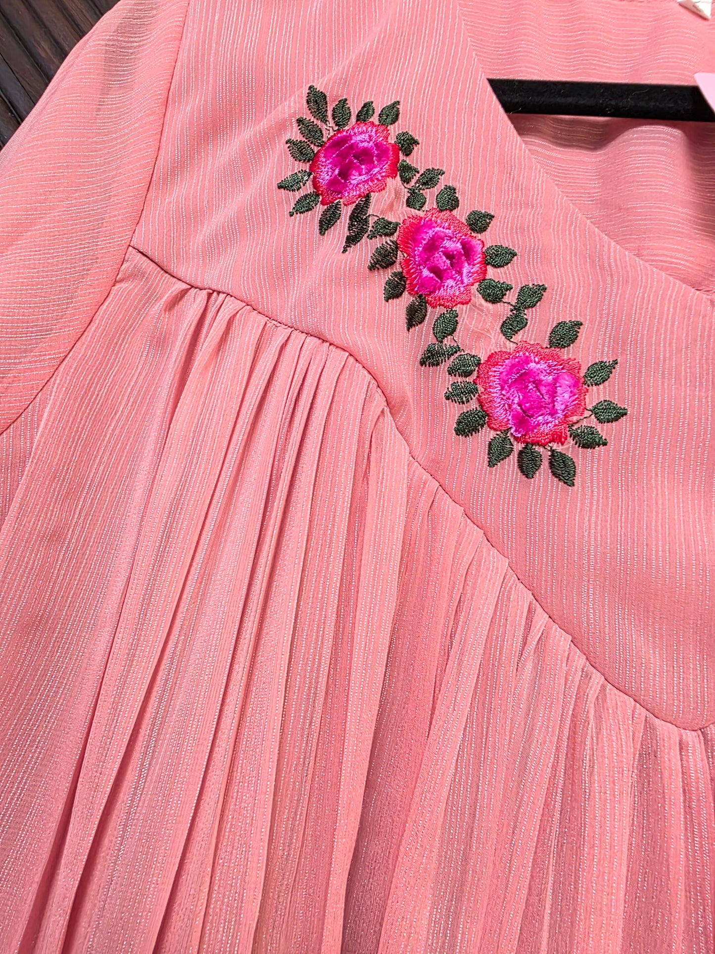 Premium Chinnon Embroidered Frock
