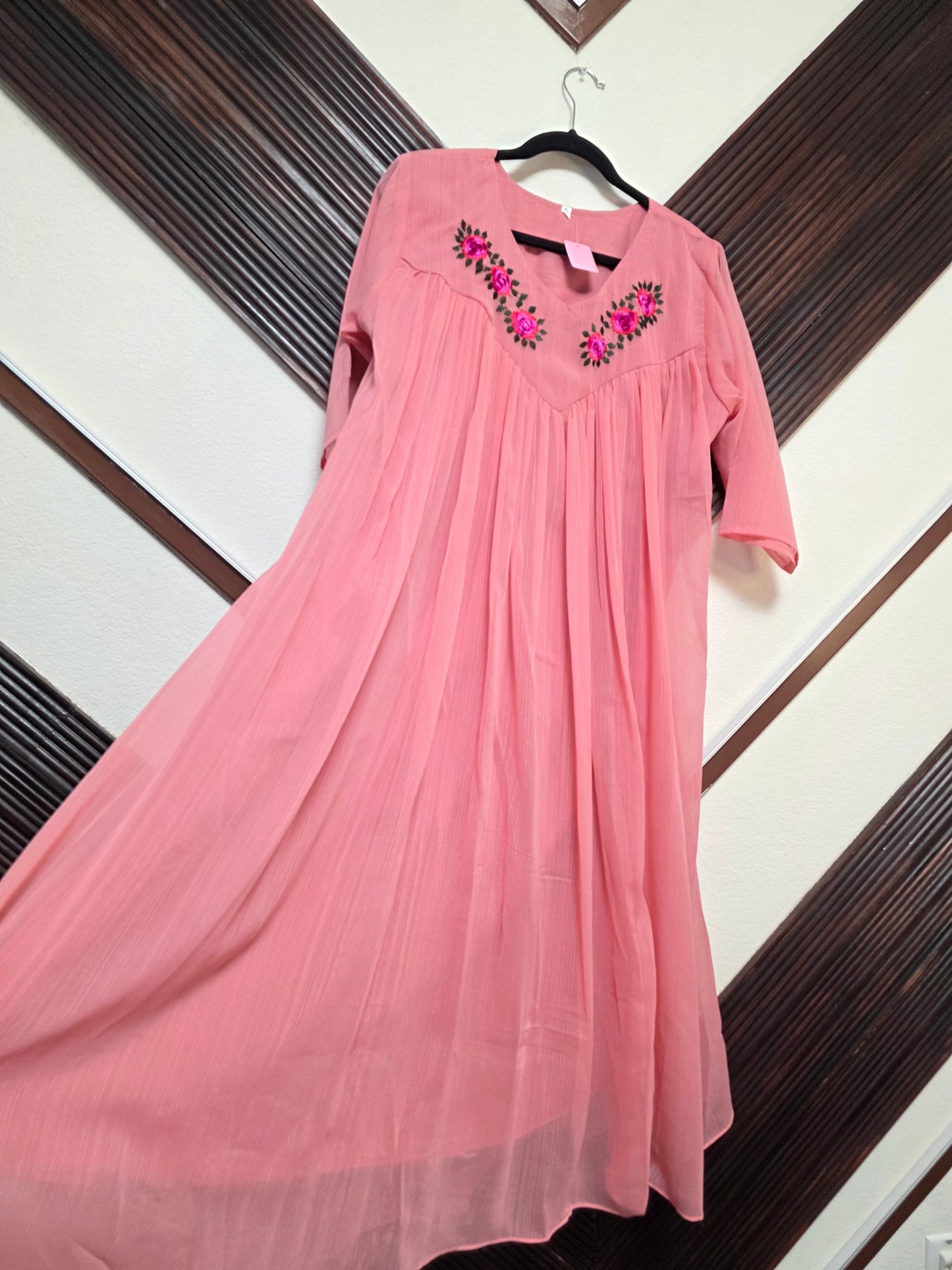 Premium Chinnon Embroidered Frock