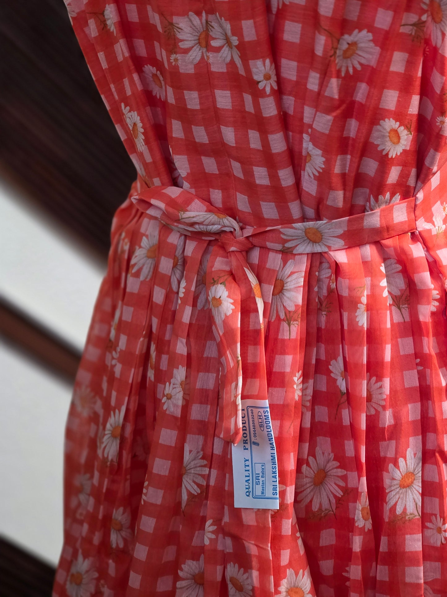 Mull chanderi checks frock