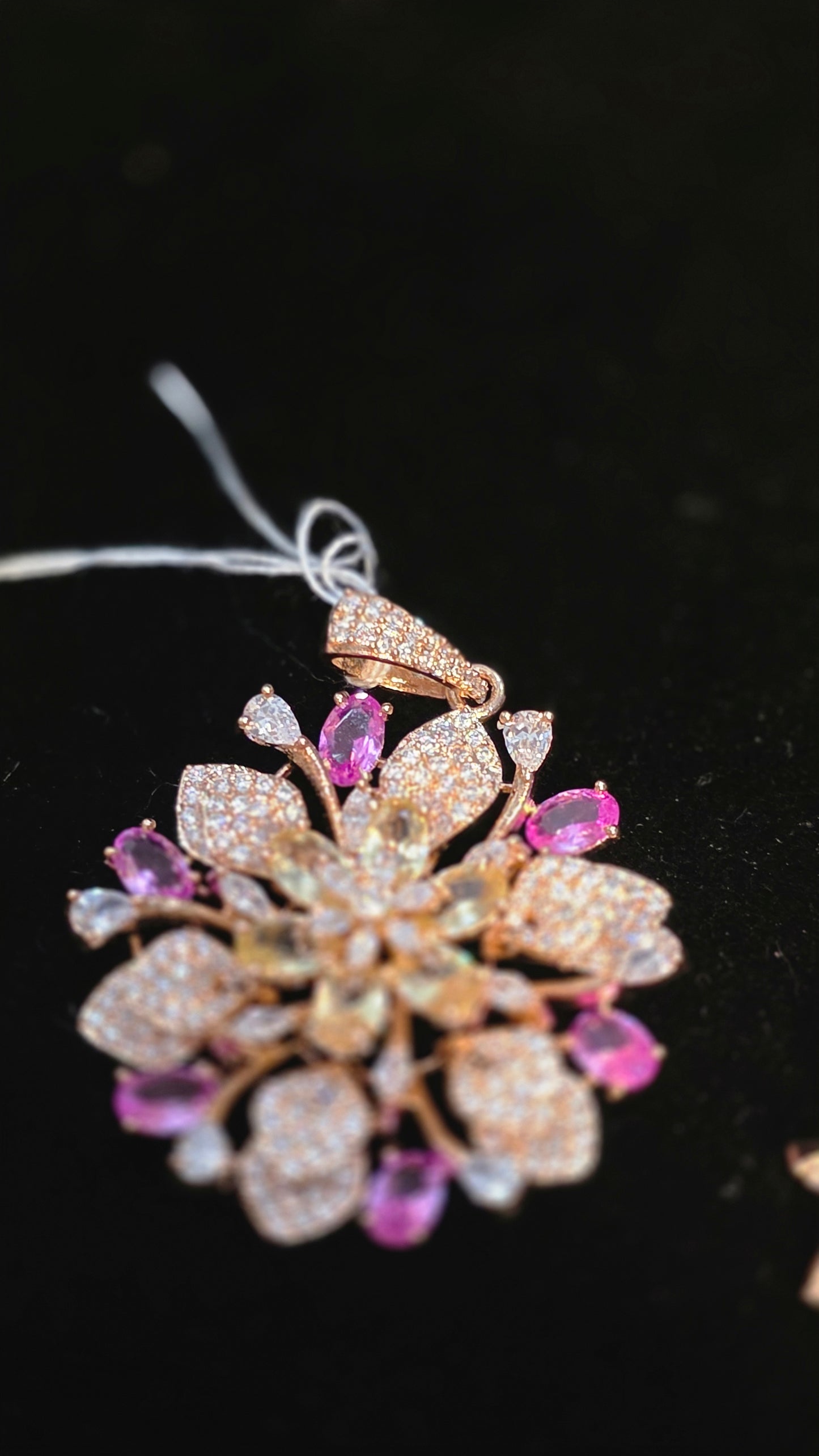 18k gold plated Russian stone fusion pendent and earrings with twisted hasli