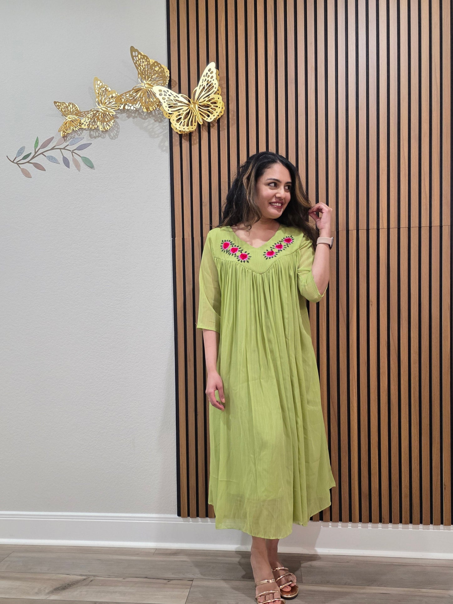 Gorgeous Green Premium Chinnon Frock