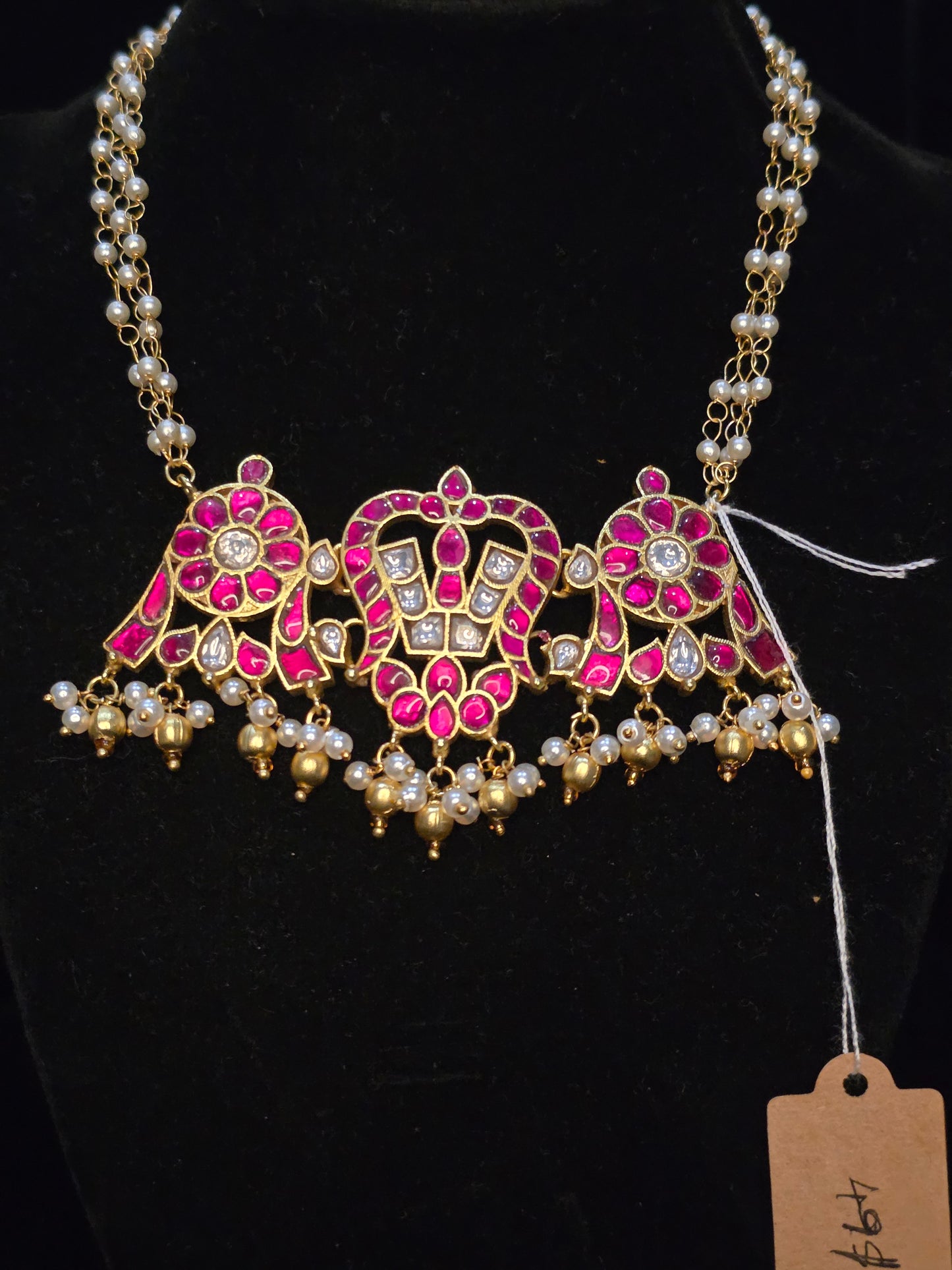 2 in 1 Govinda namalu and shenku checkralu necklace/choker set