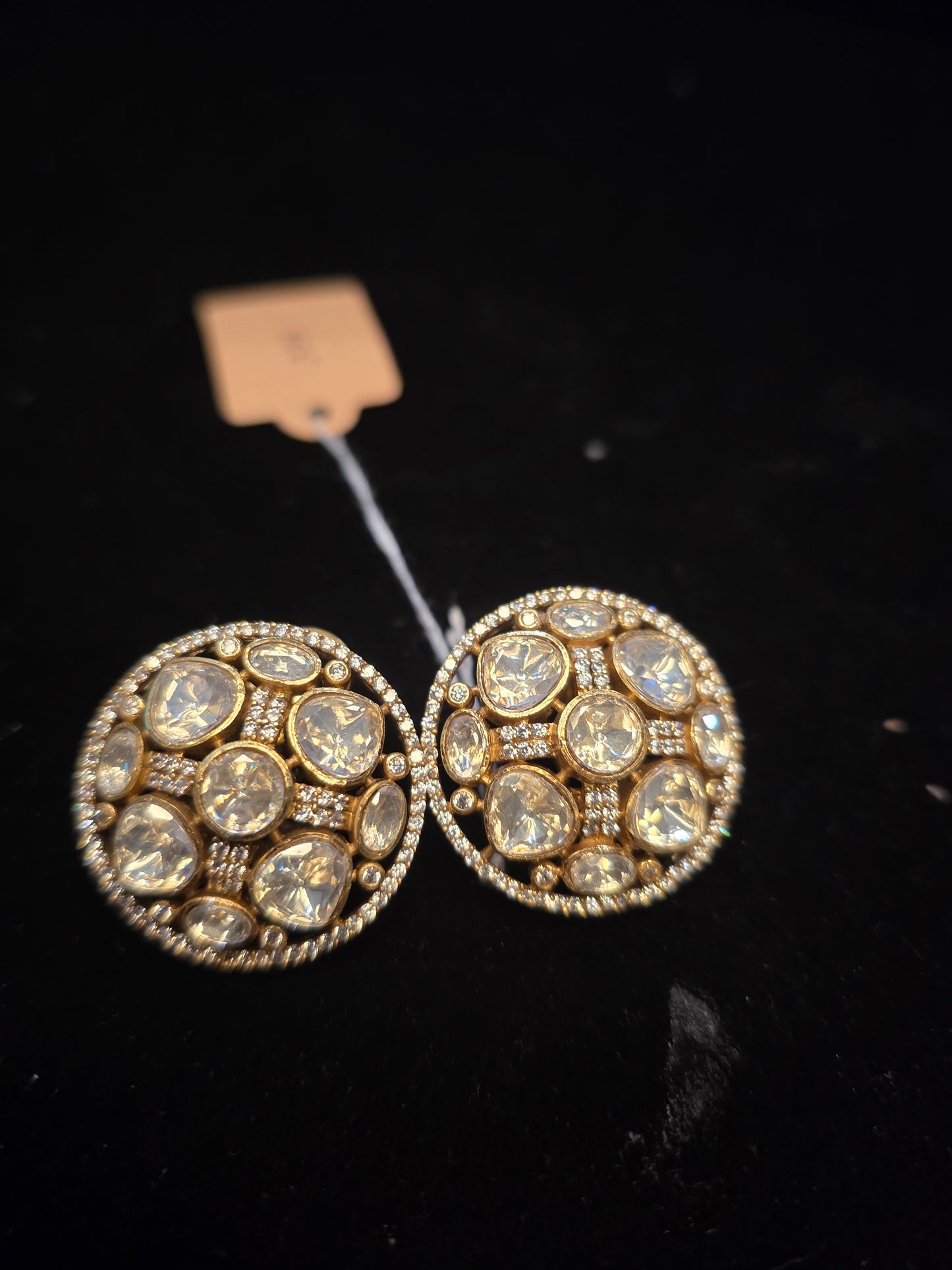 Polki round stud earrings