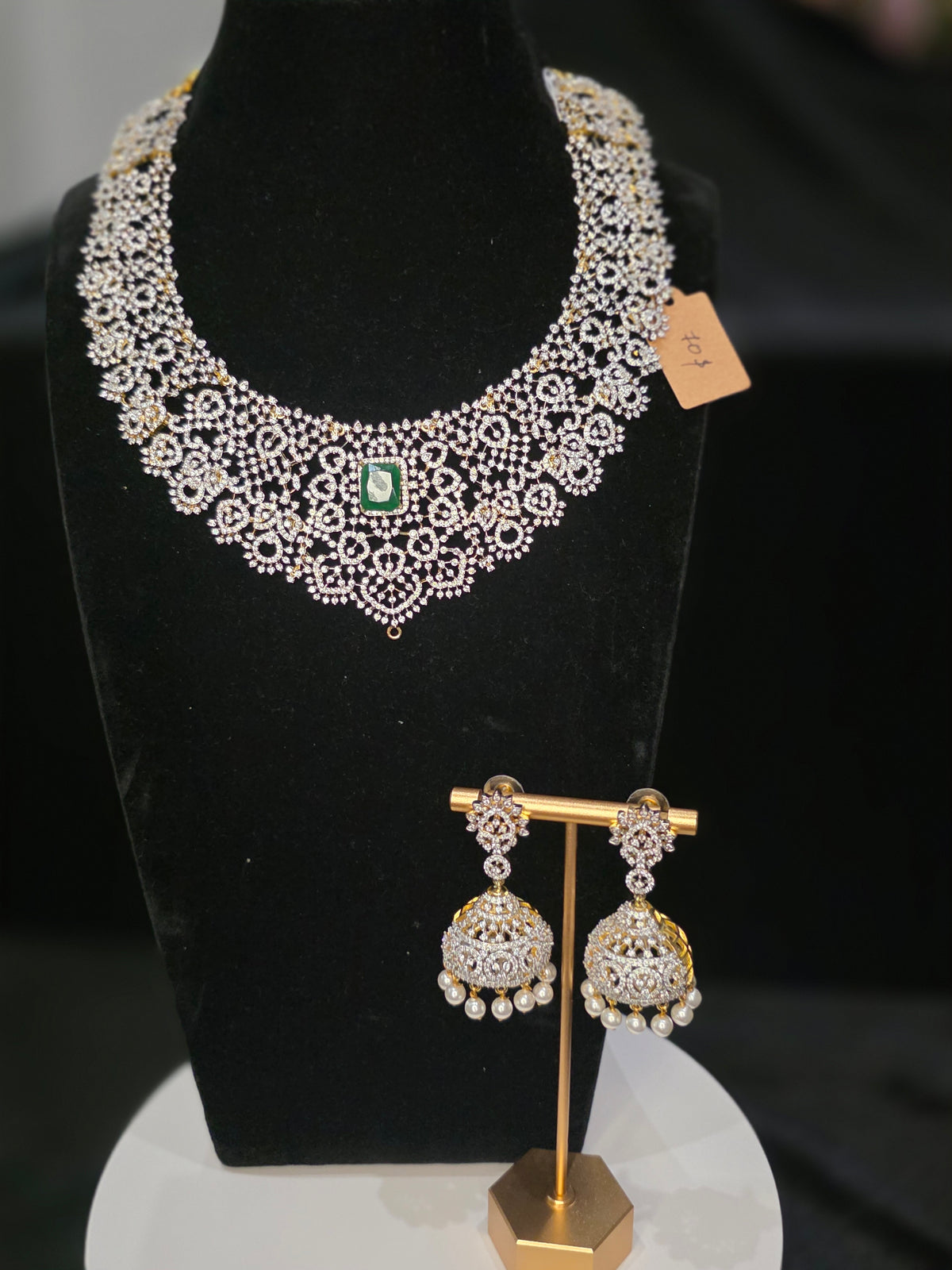 3 in 1 diamond style mid length necklace set