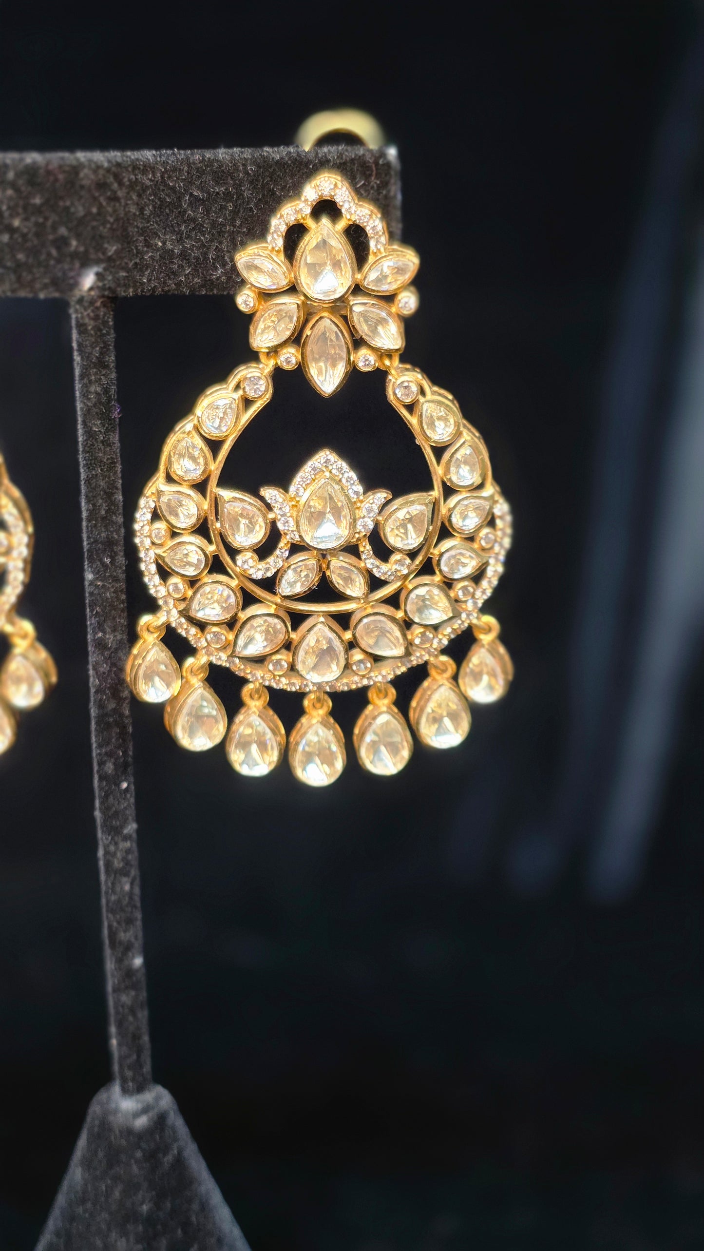 Polki Lv quality stone chandbalish style earrings