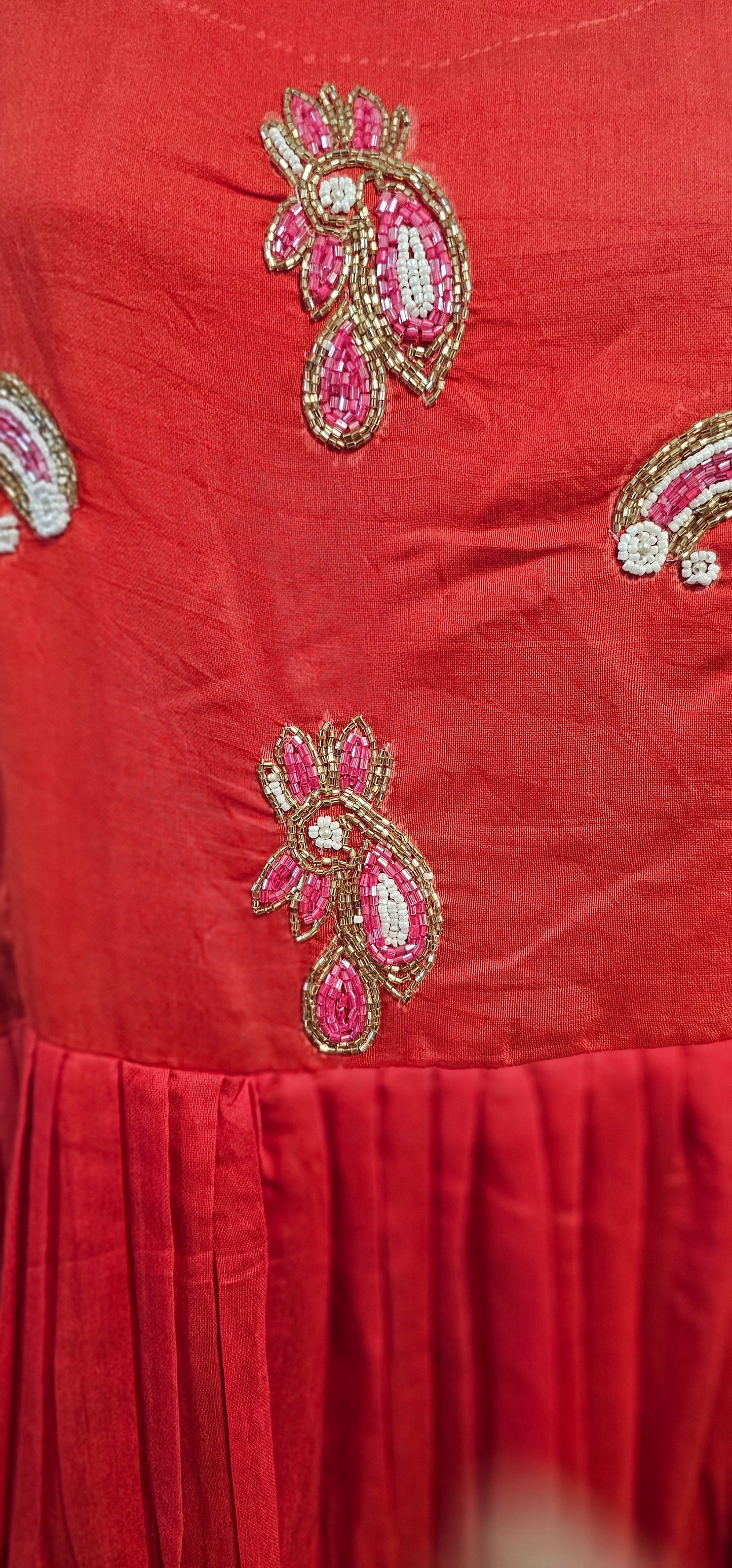 Mul cotton long frock maggam work