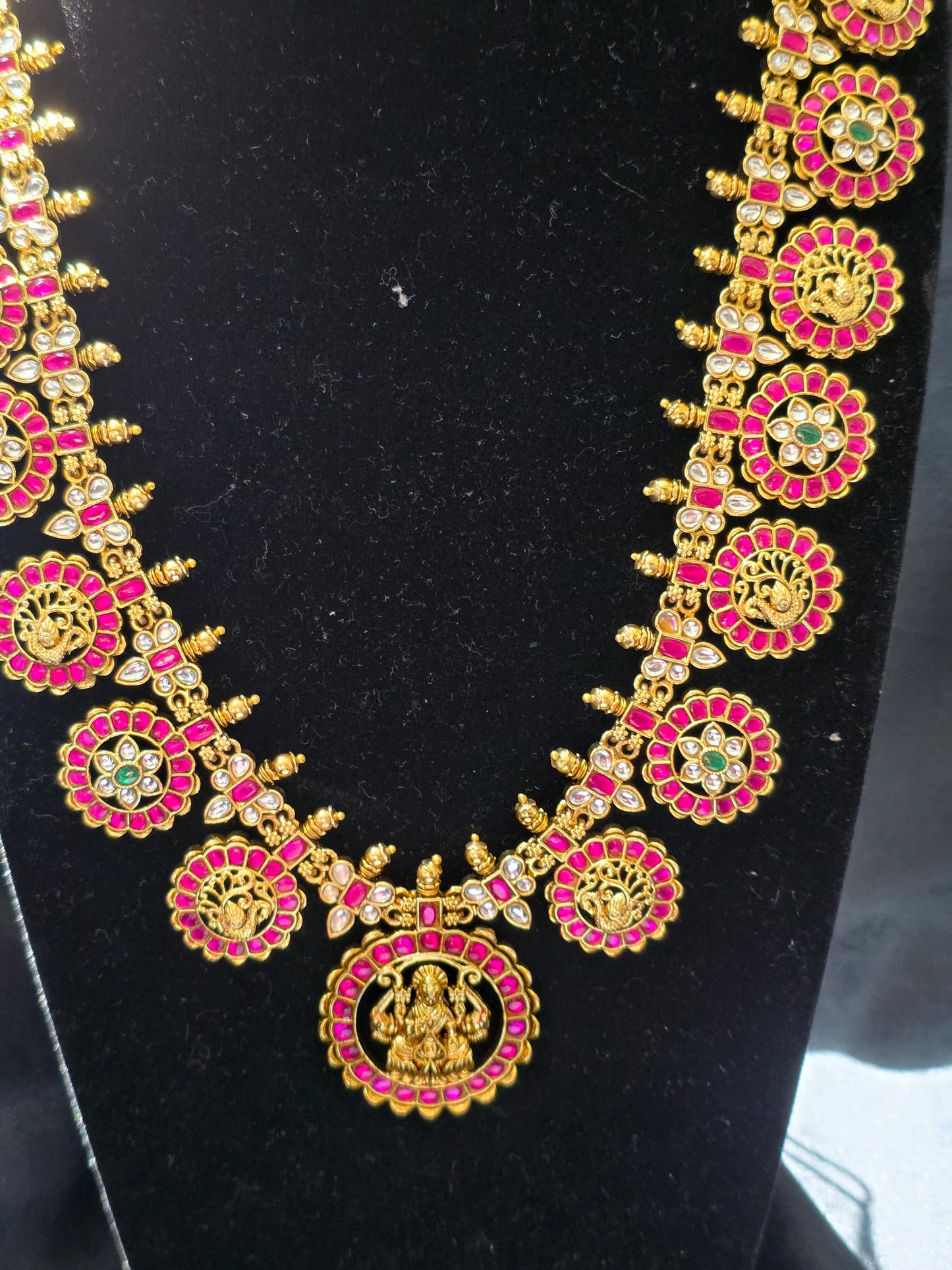 Goddess Lakshmi Devi Jadau Kundan Long Haram Set