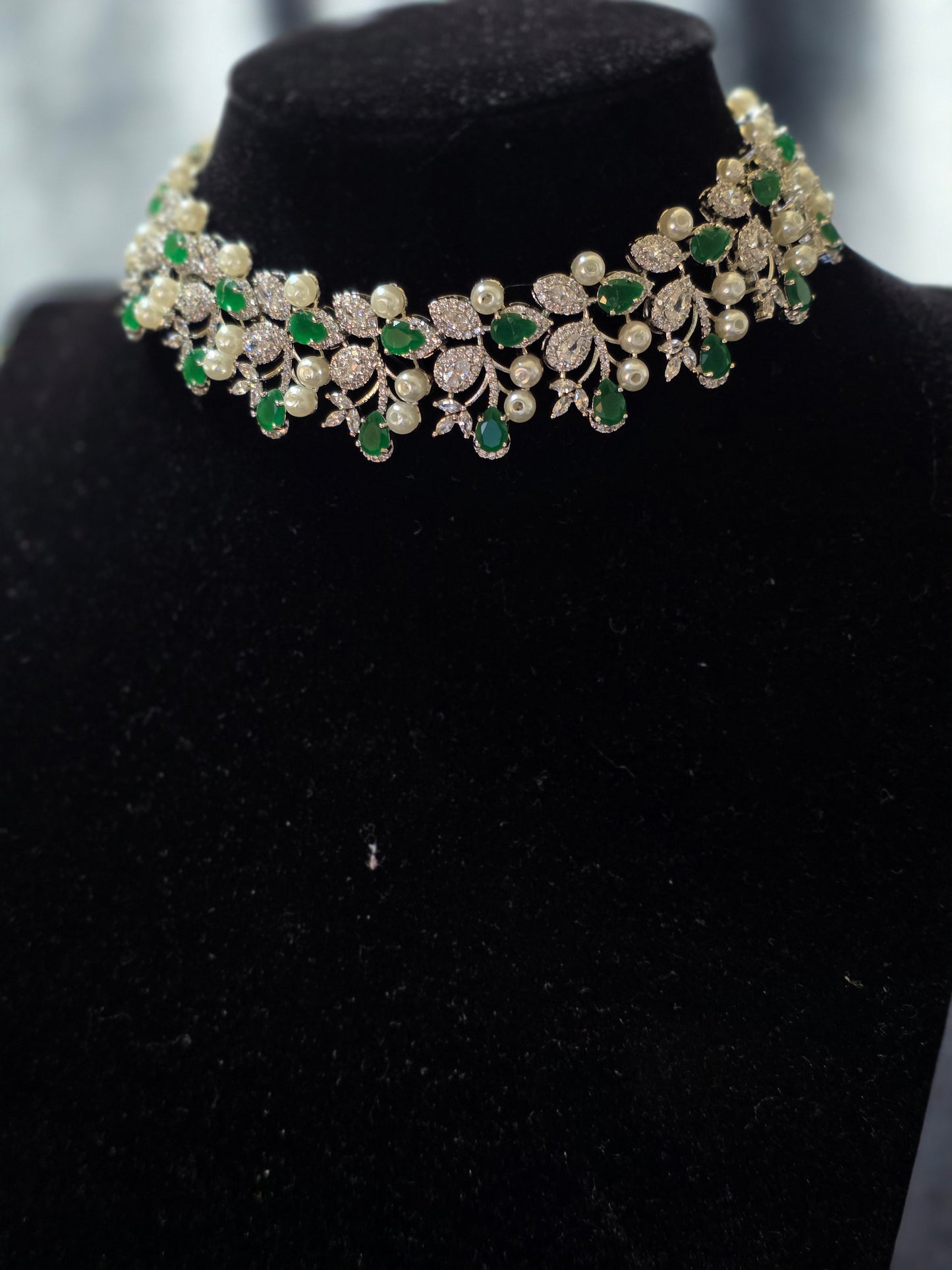 Emerald & Pearl Vine Statement Set