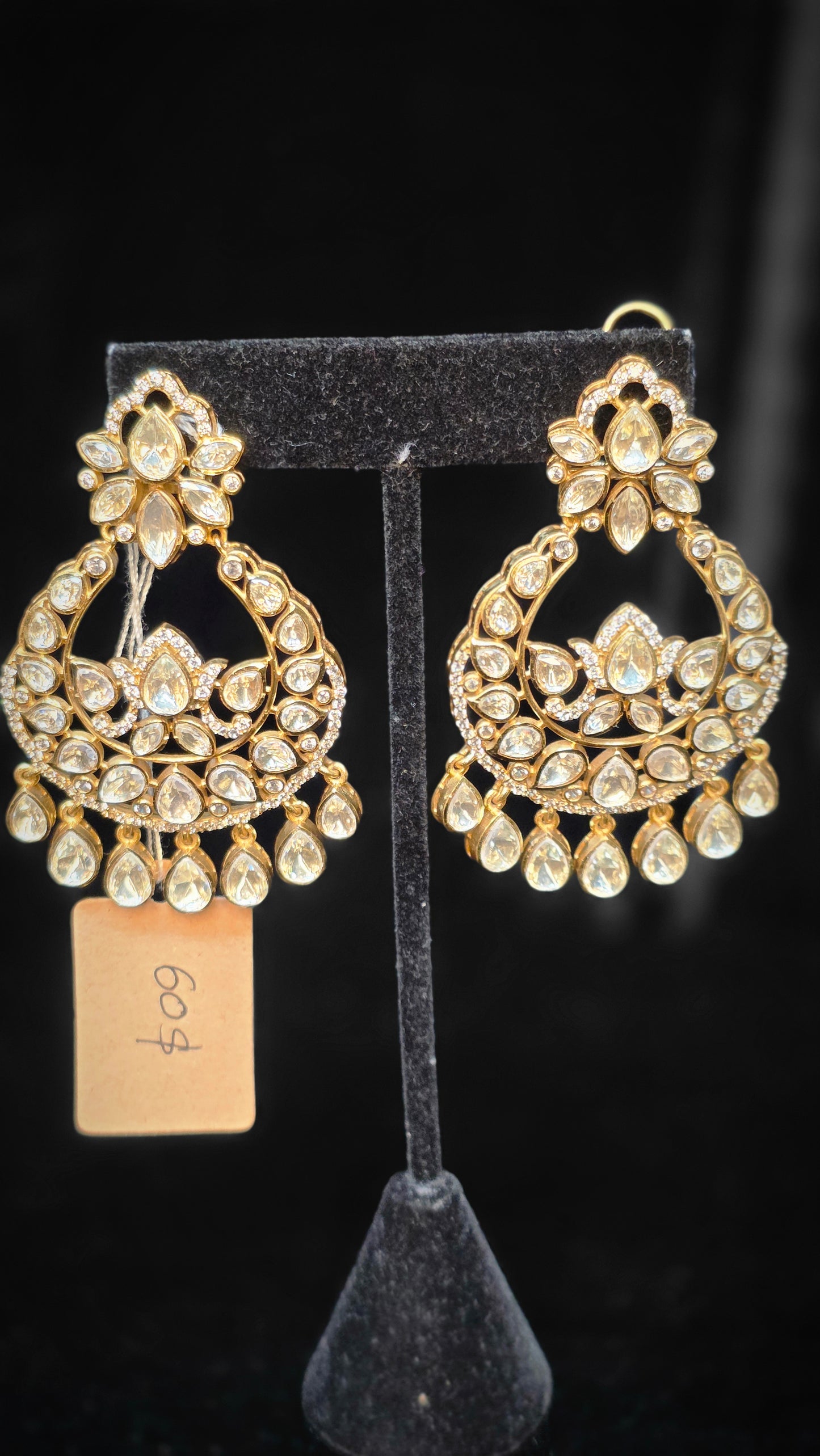 Polki Lv quality stone chandbalish style earrings