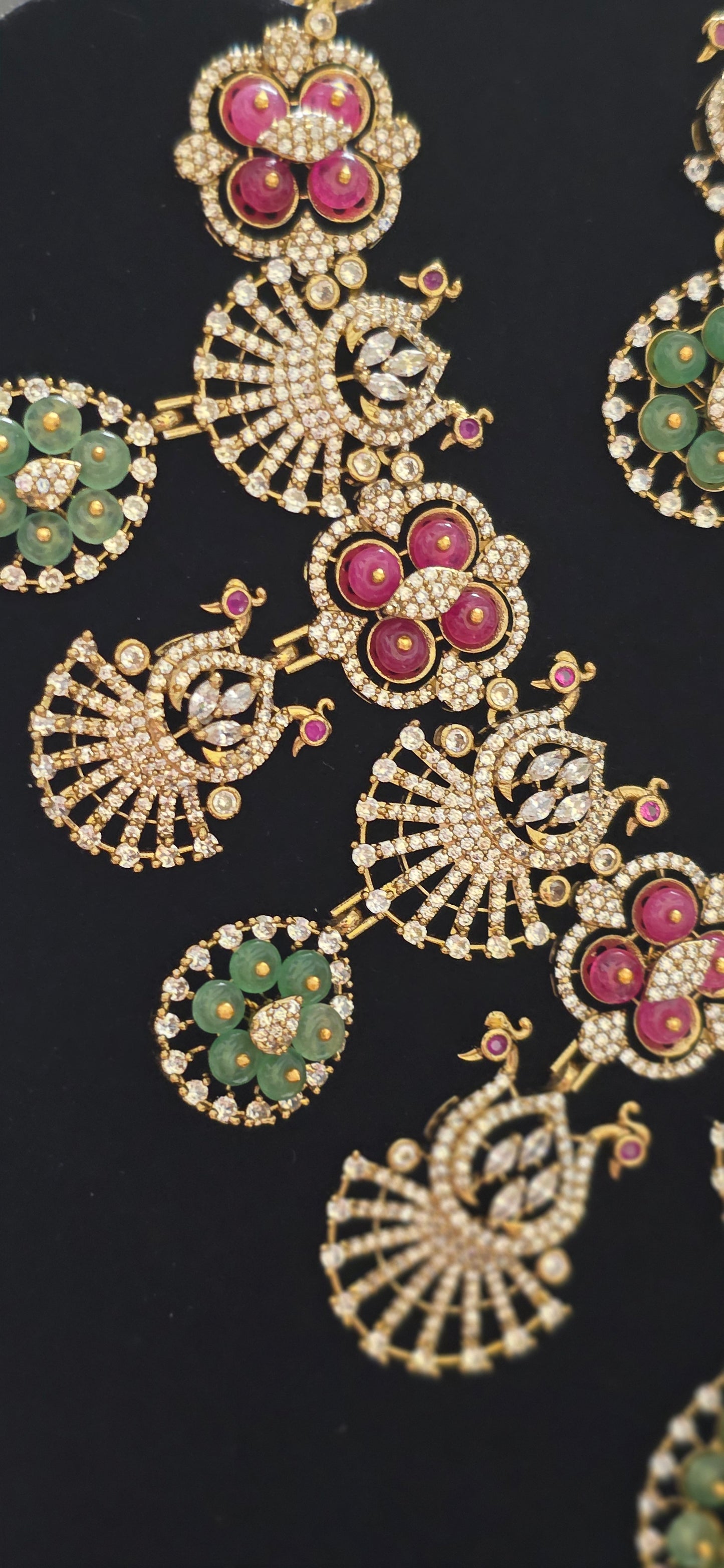 Ruby, Mint, and Crystal Grandeur Necklace Set
