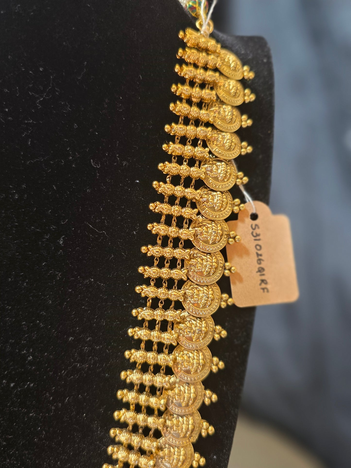 Traditional Kasu Mala Set with Matching Jhumka Earrings – Matte Gold Finish