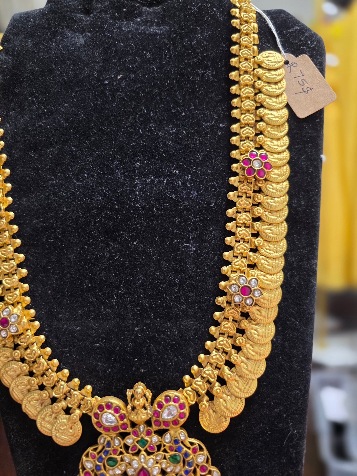 Traditional Kasu Haram with Jadau Kundan Pendant