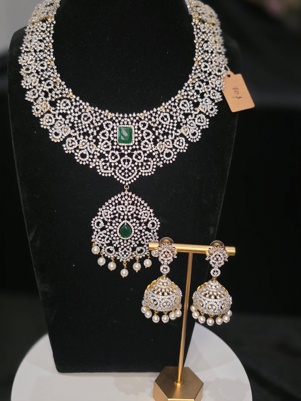 3 in 1 diamond style mid length necklace set