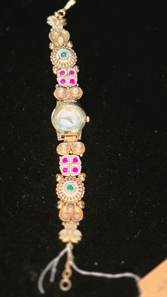 kundan traditional style wrist watch
