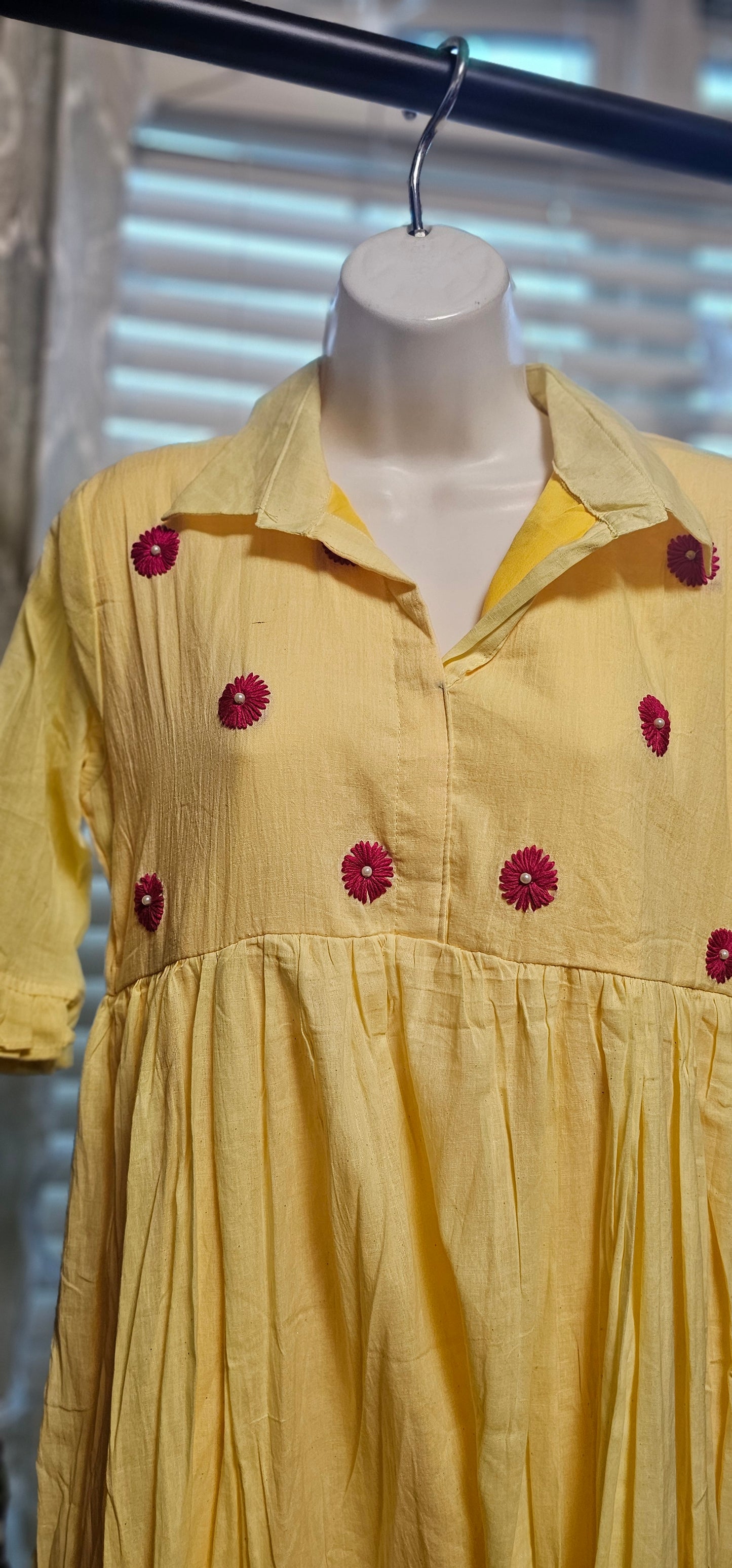 Yellow Cotton Long Frock