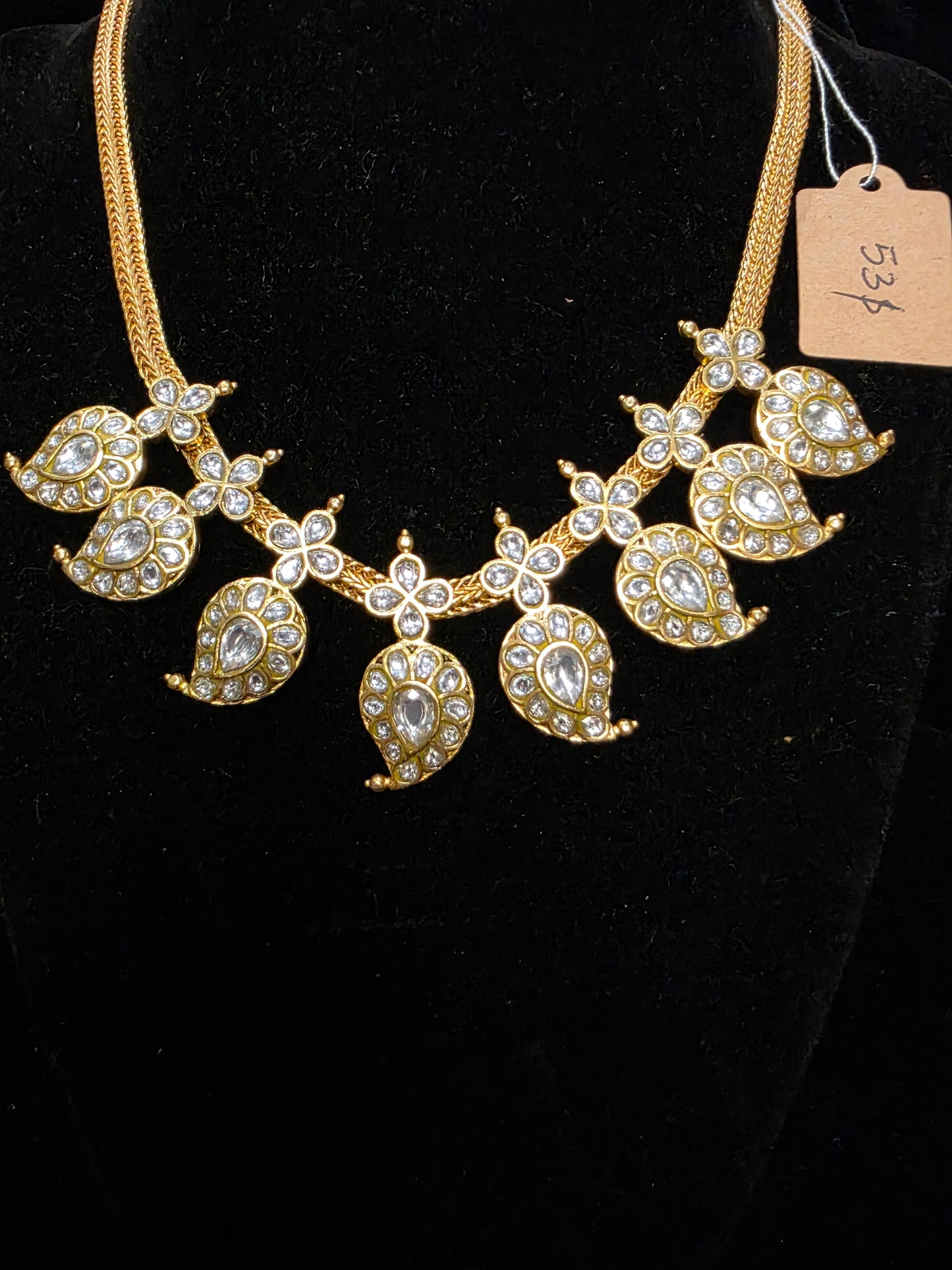 White kundan mango necklace