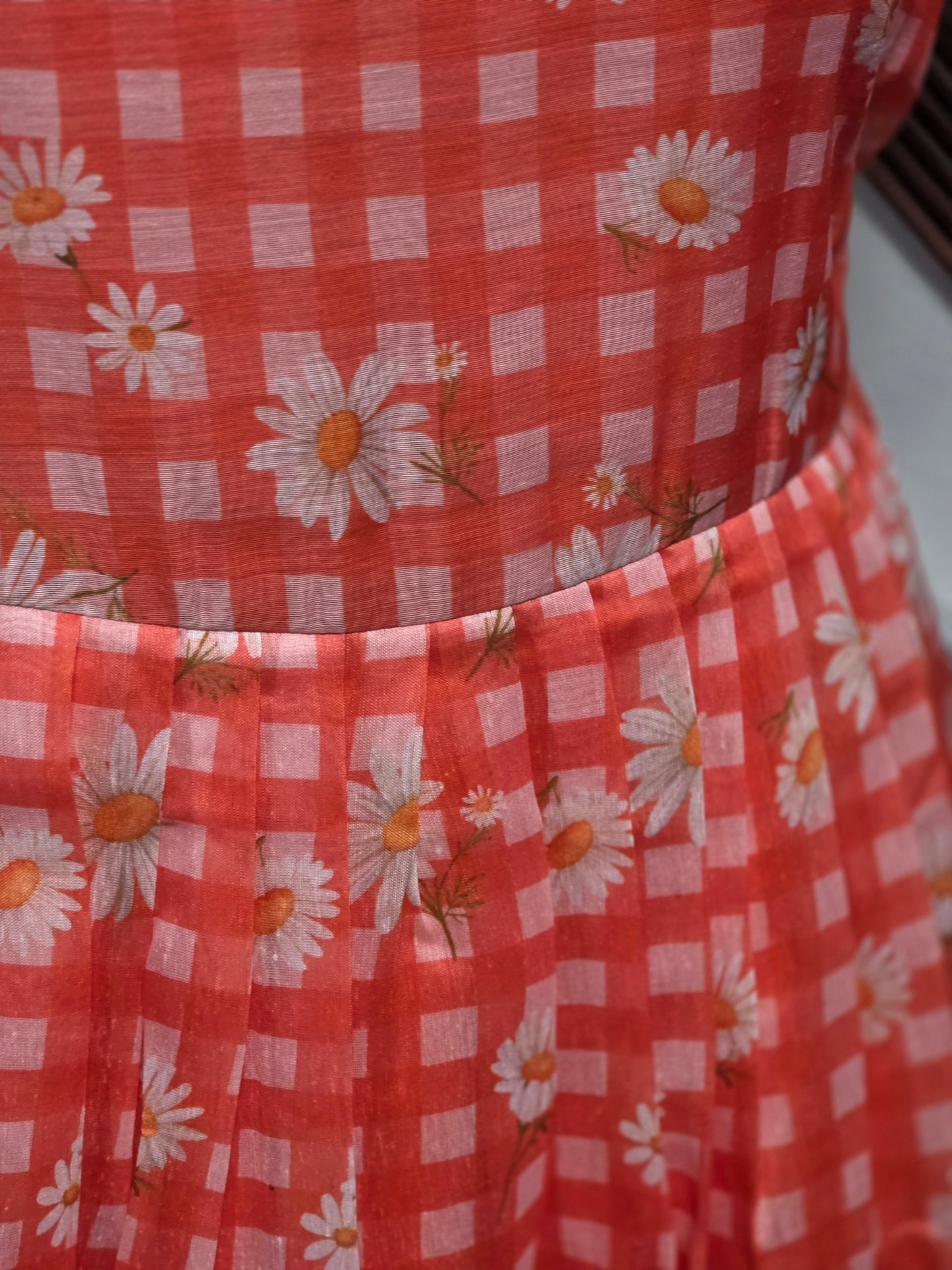 Mull chanderi checks frock