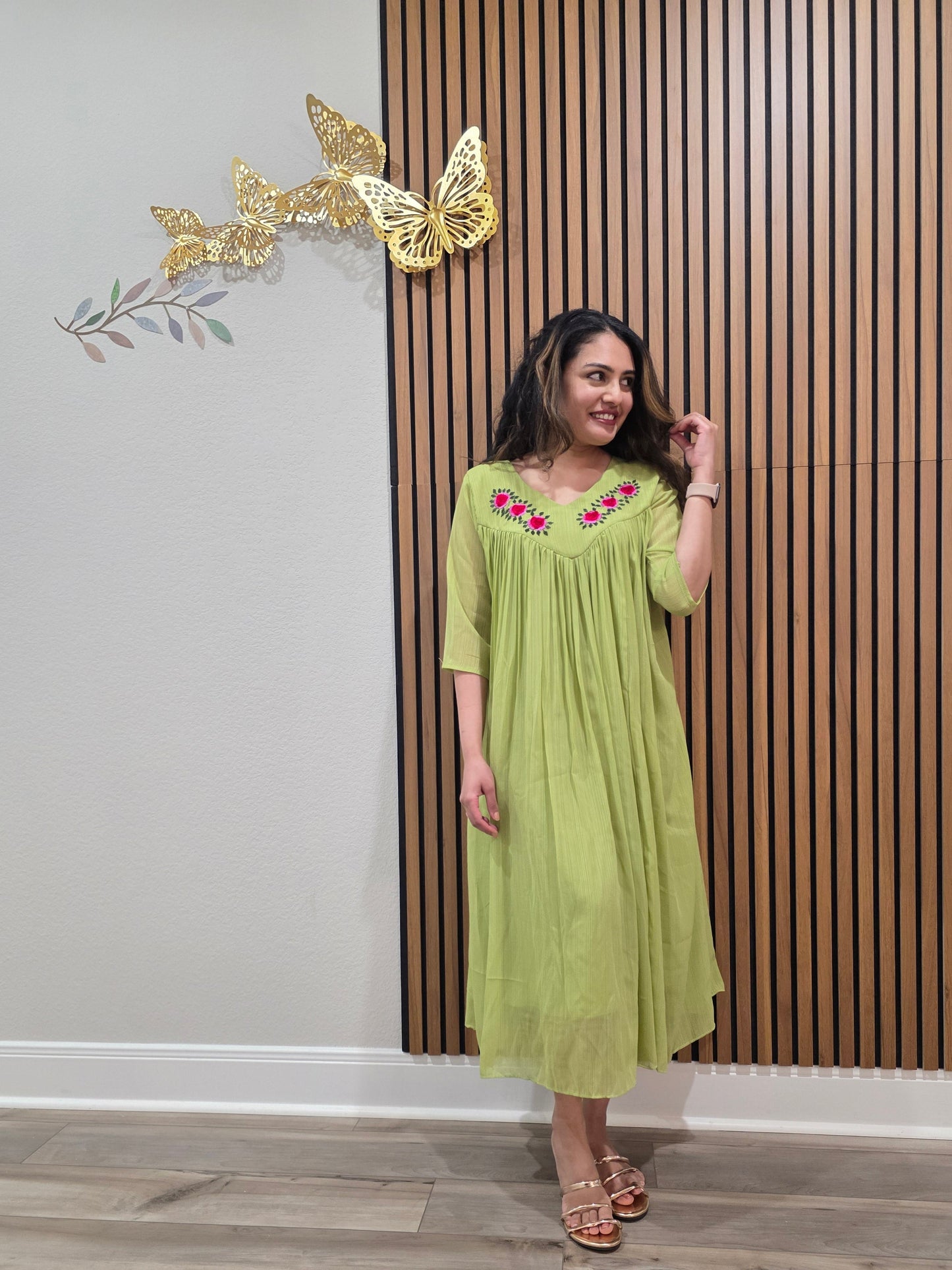 Gorgeous Green Premium Chinnon Frock