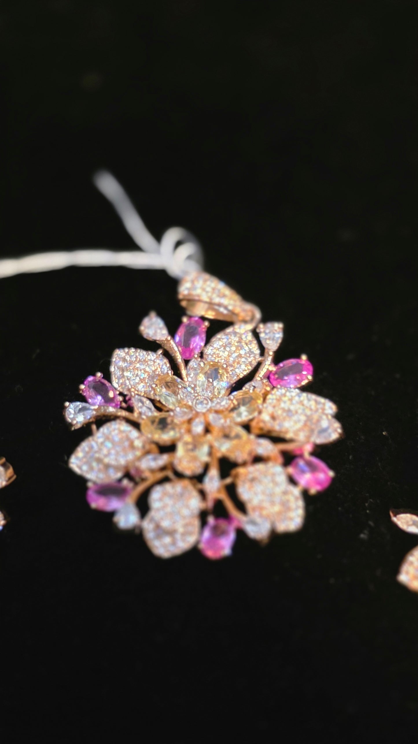 18k gold plated Russian stone fusion pendent and earrings with twisted hasli
