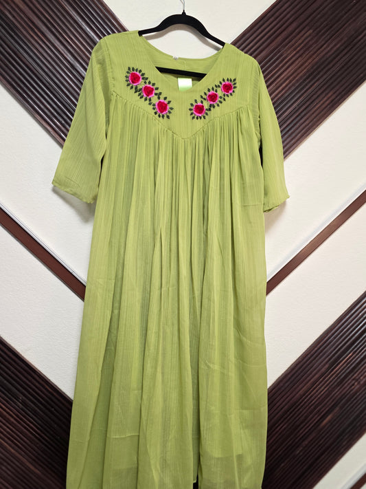 Gorgeous Green Premium Chinnon Frock